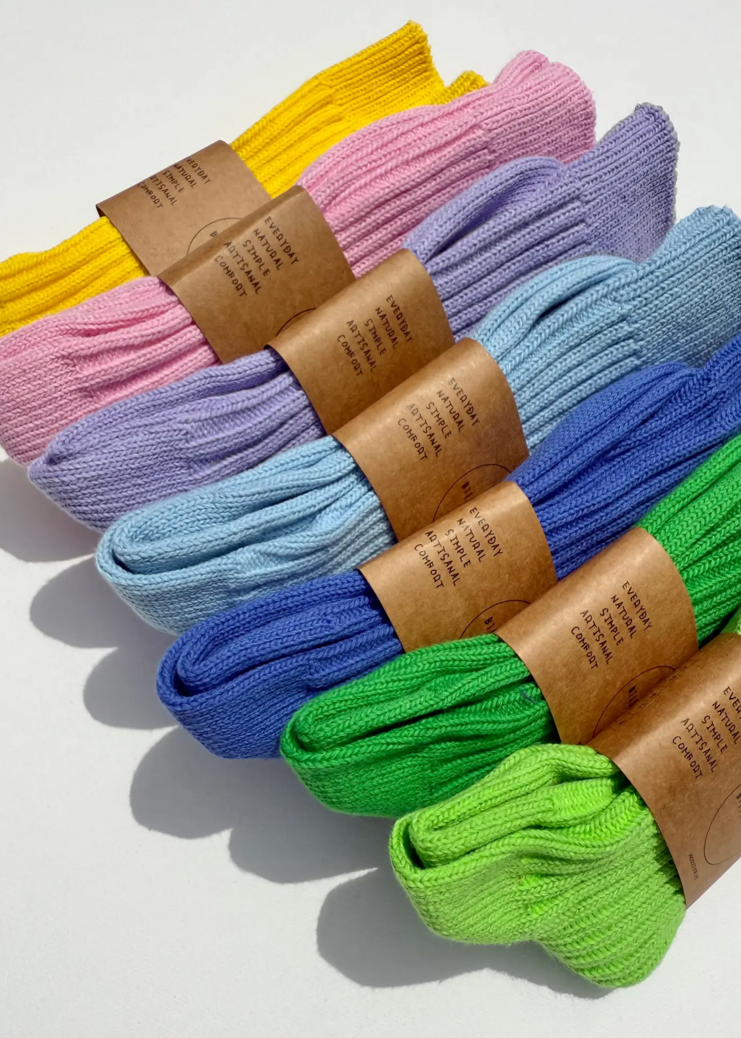 Ribbed cotton high socks, light blue