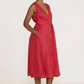 V-neck midi dress, red