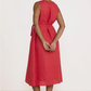 V-neck midi dress, red