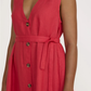 V-neck midi dress, red