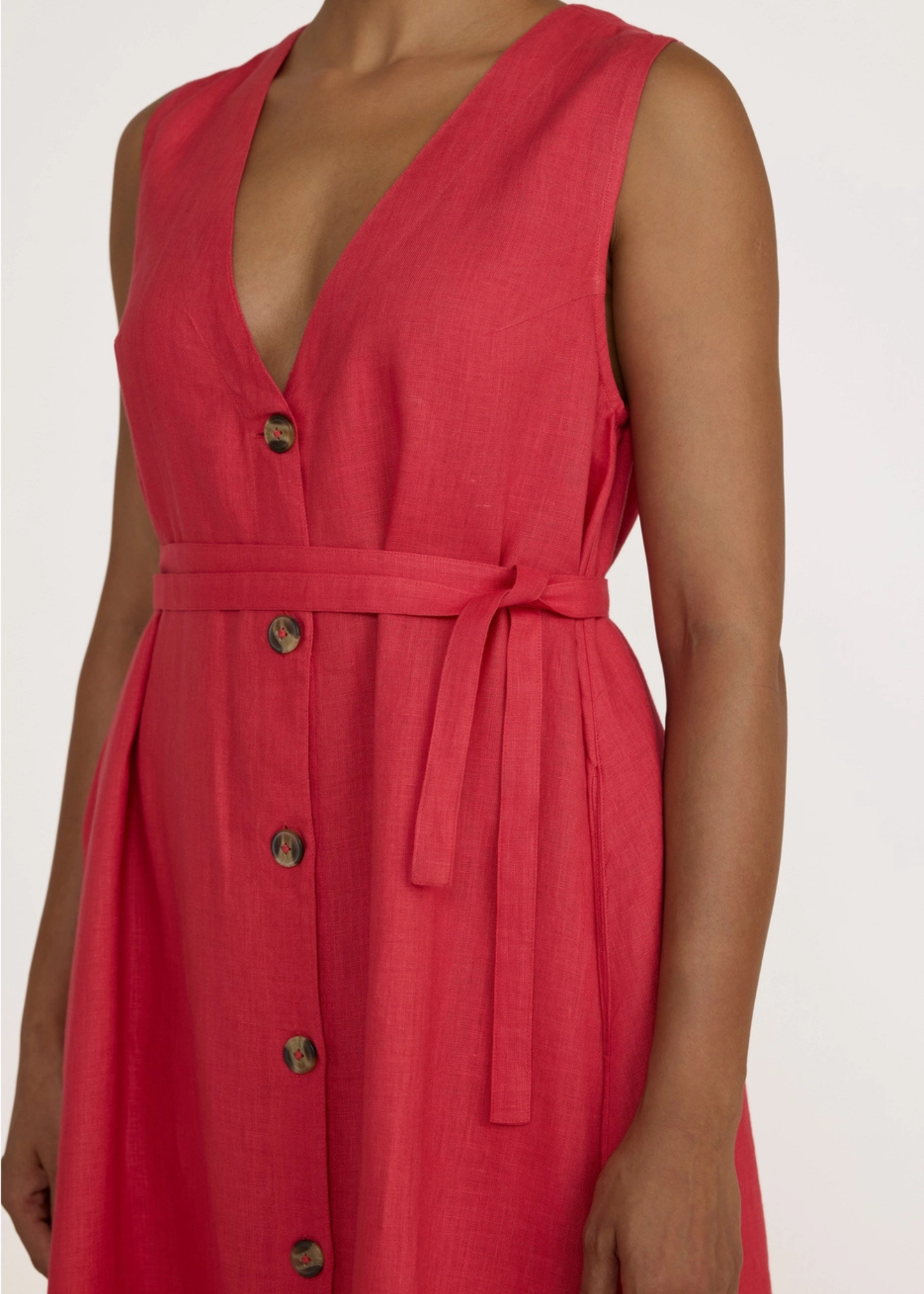V-neck midi dress, red