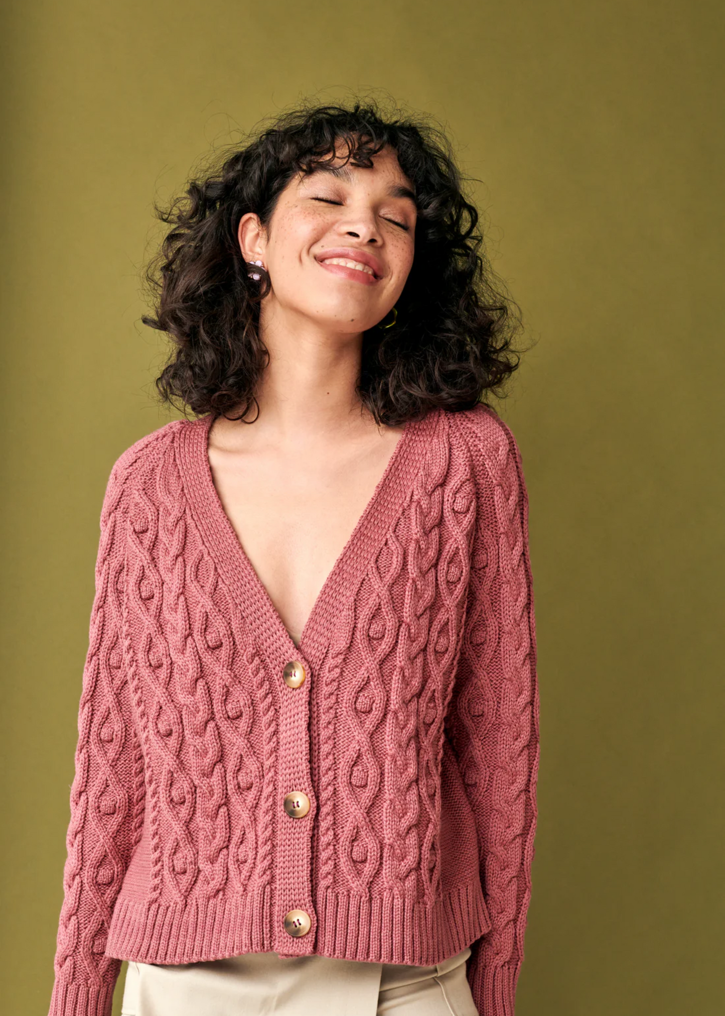 Able cardigan, dark rose