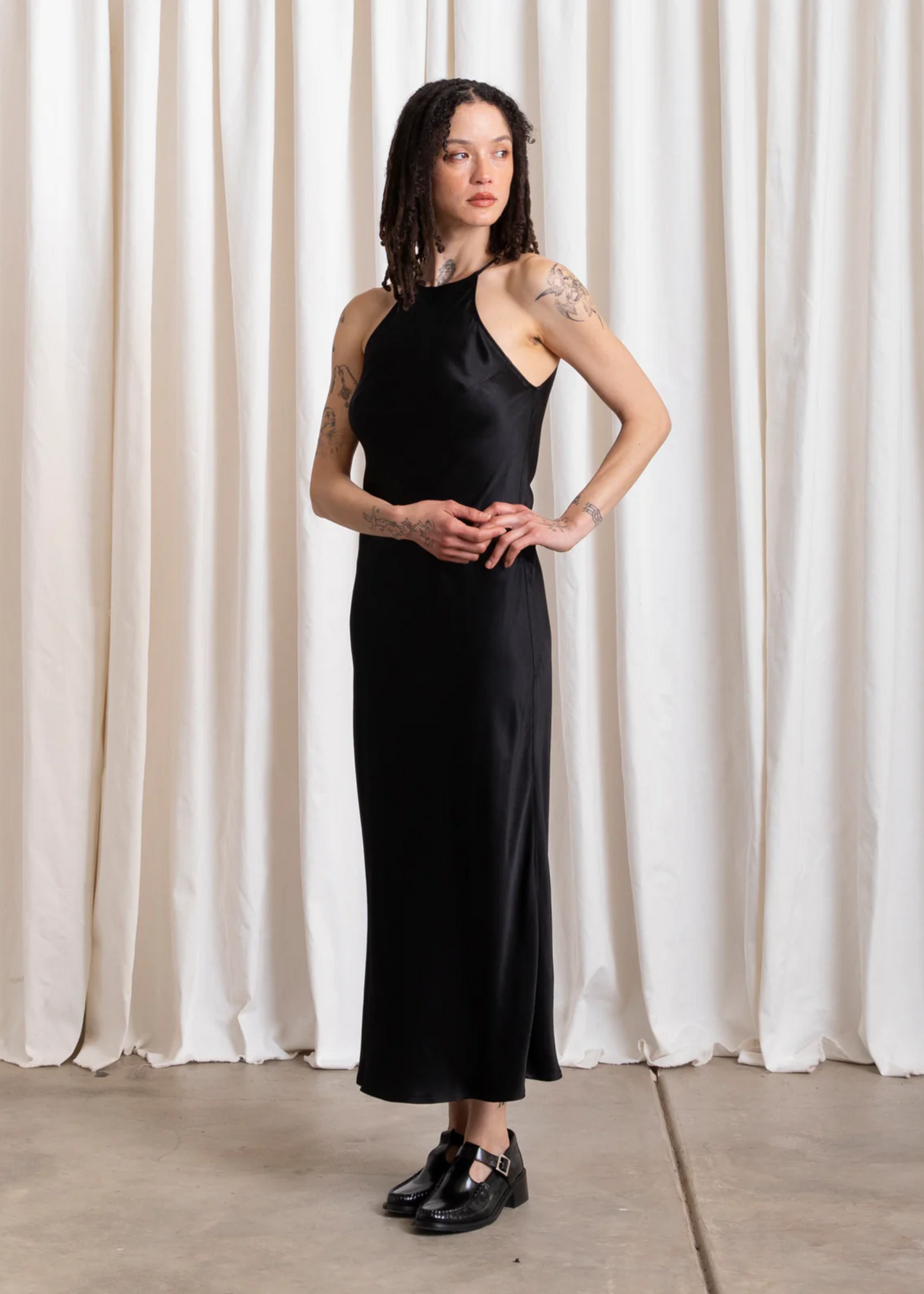 High neck bias dress