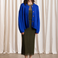 Merino crew neck cardigan, cobalt