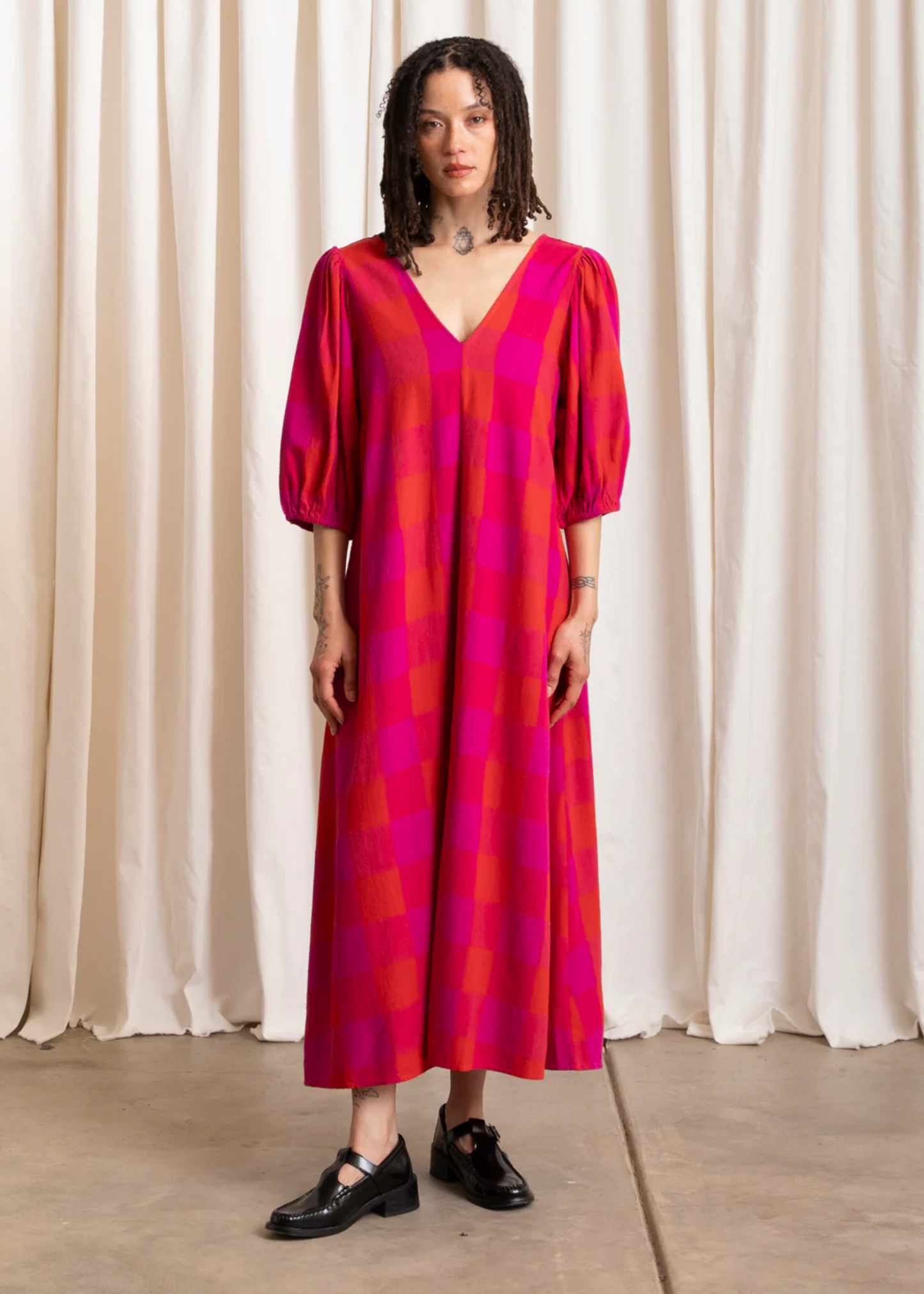 Double v-neck maxi dress