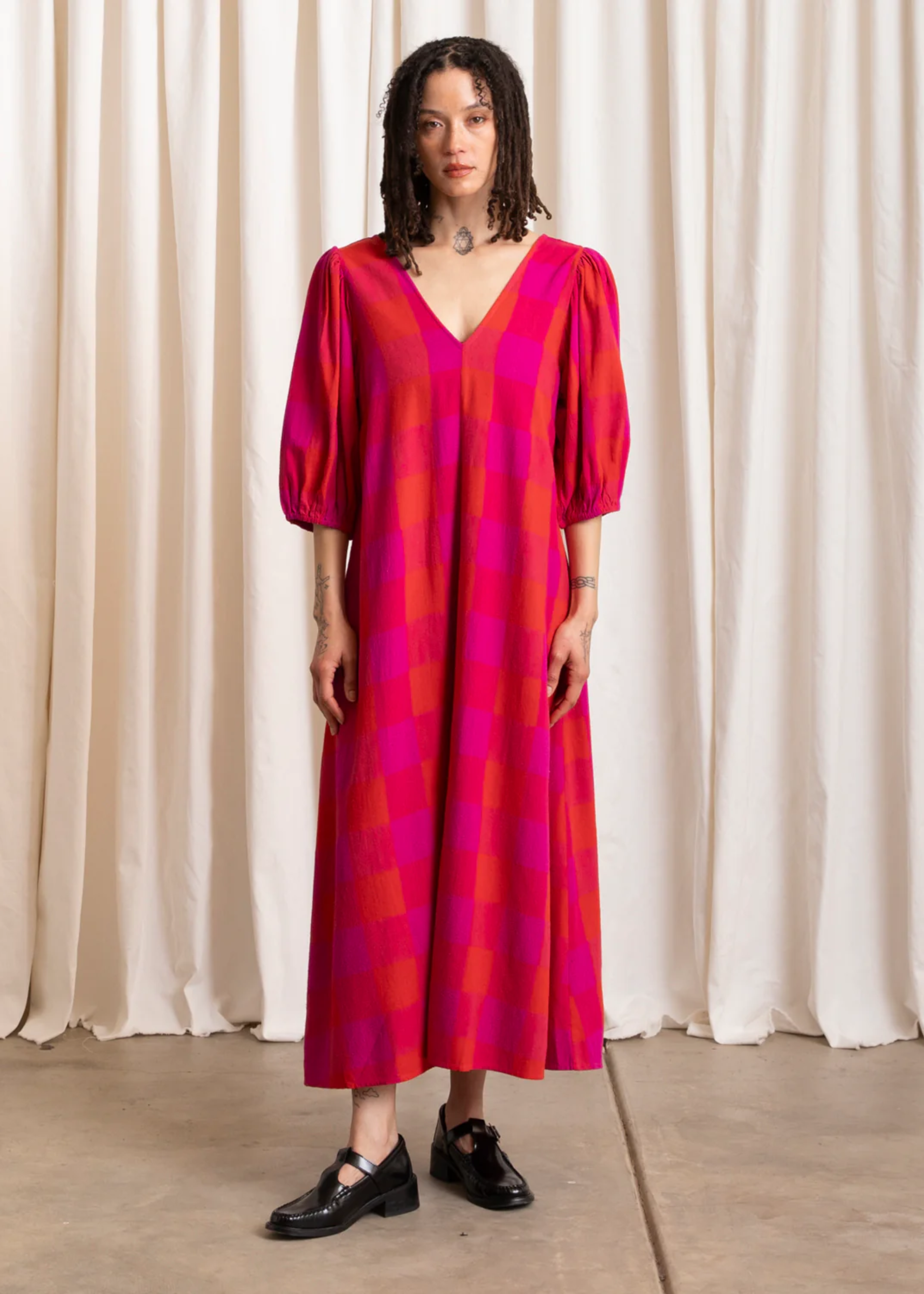 Double v-neck maxi dress