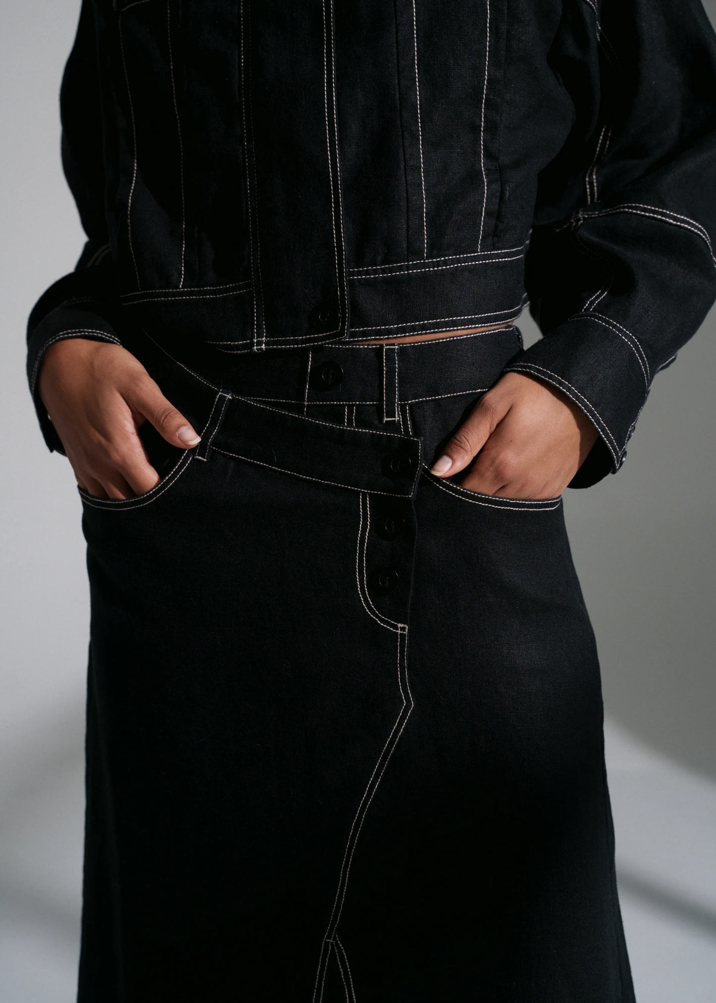 Jax linen skirt, black