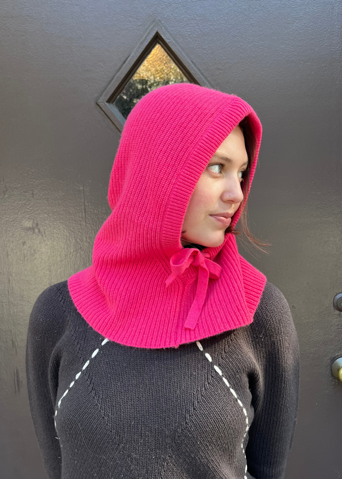 Cashmere balaclava, hot pink