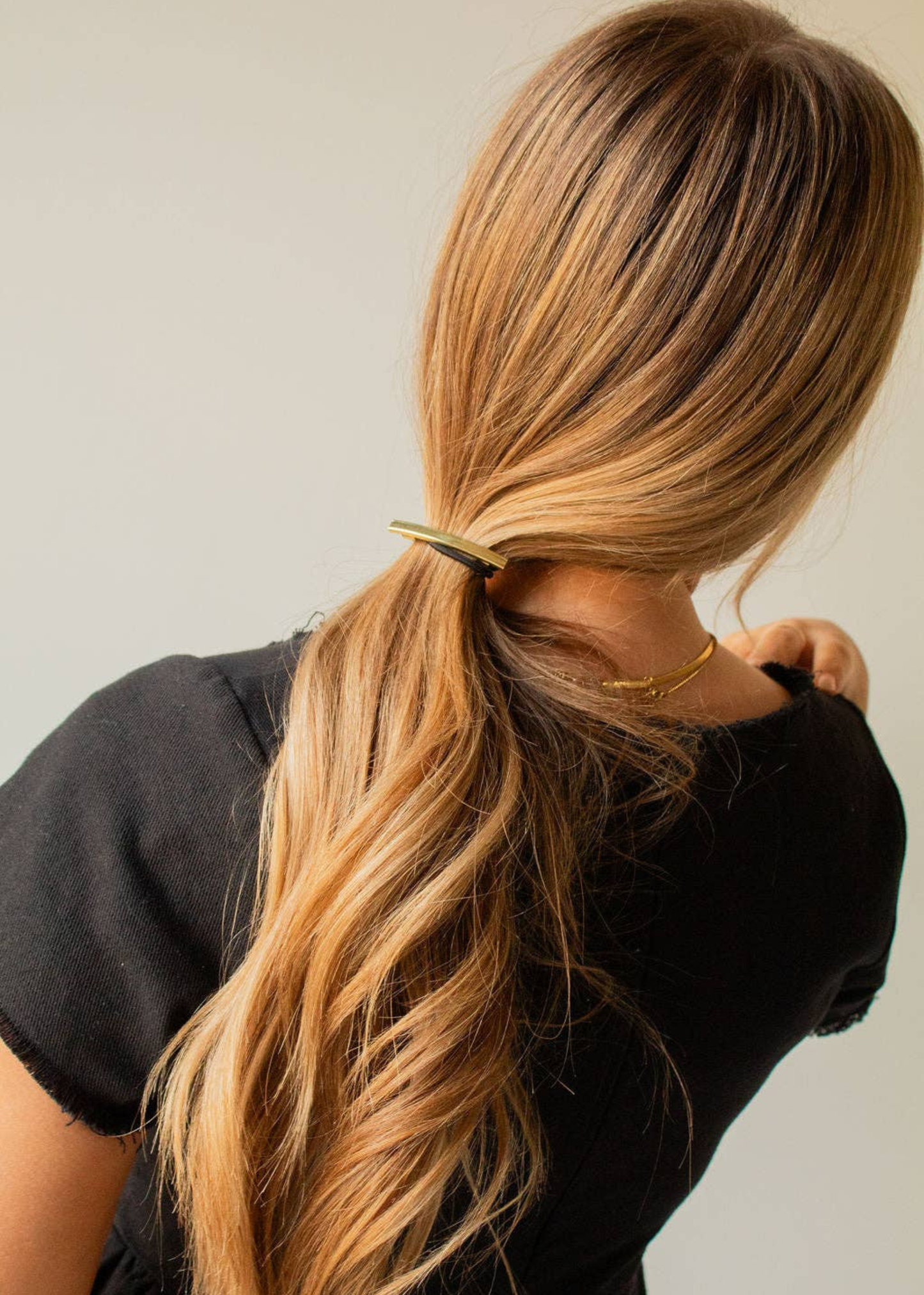 Skinny gold bar hair tie