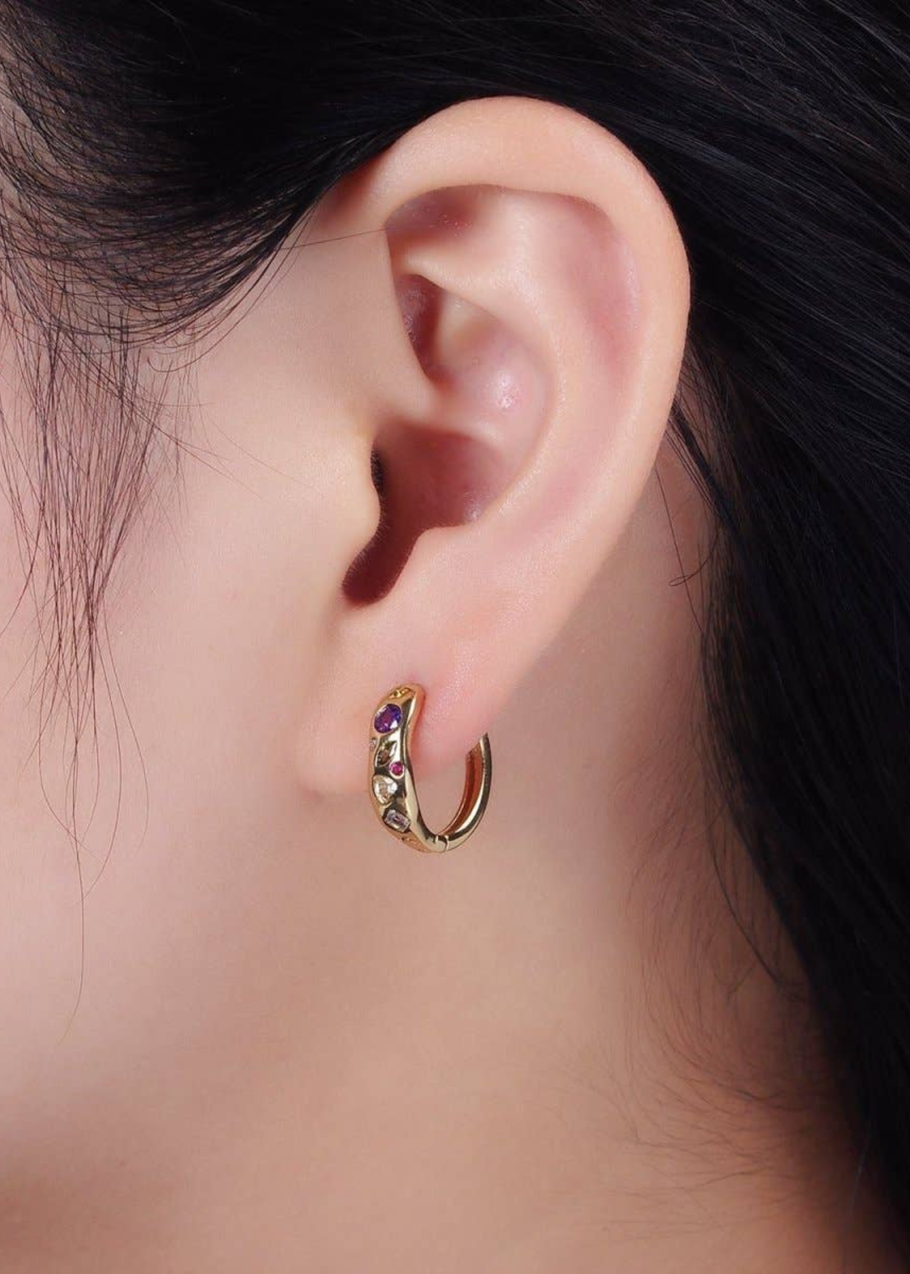 Marquise huggie earrings