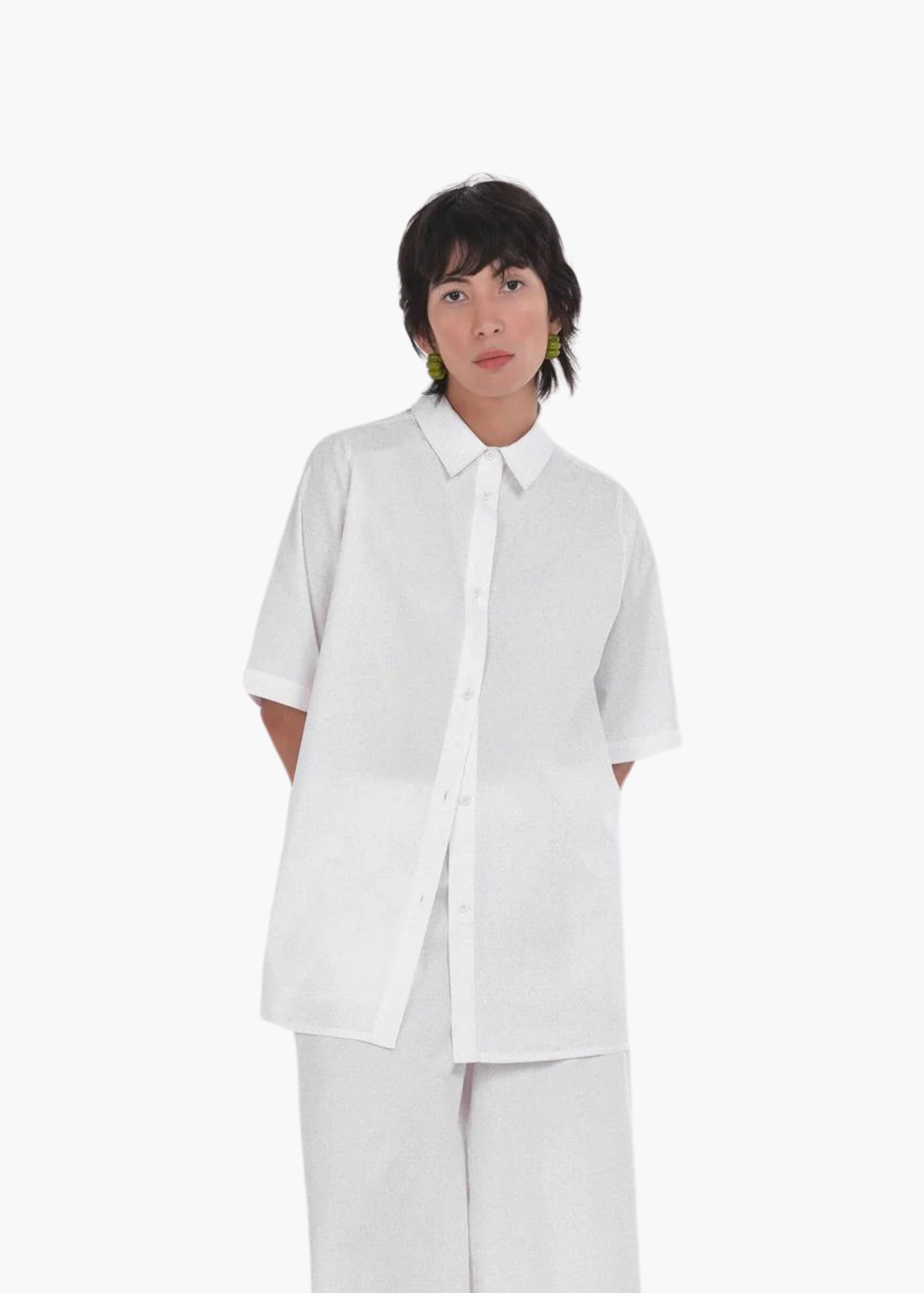 Ocean open-back shirt, bright white