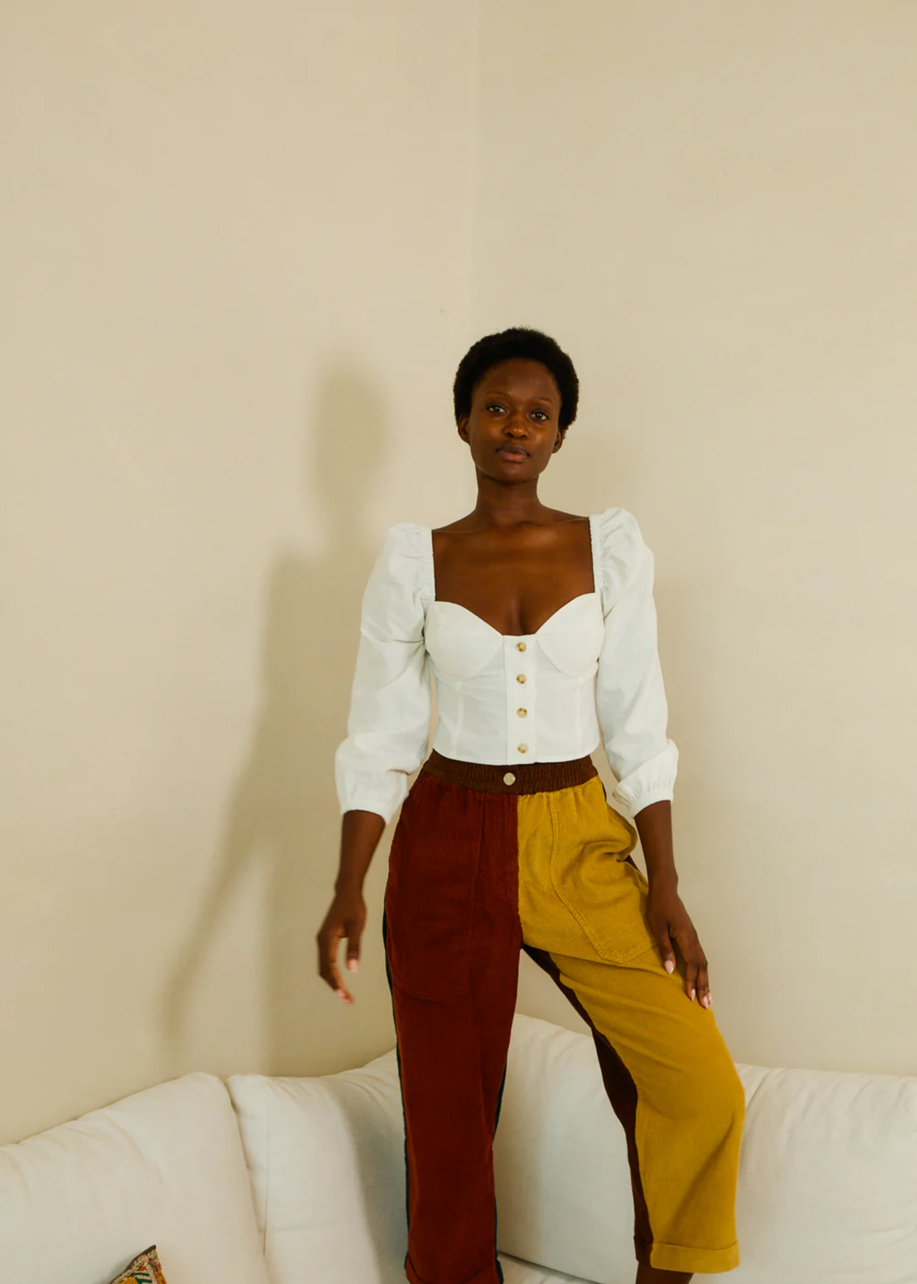 Beckett crop patchwork trouser