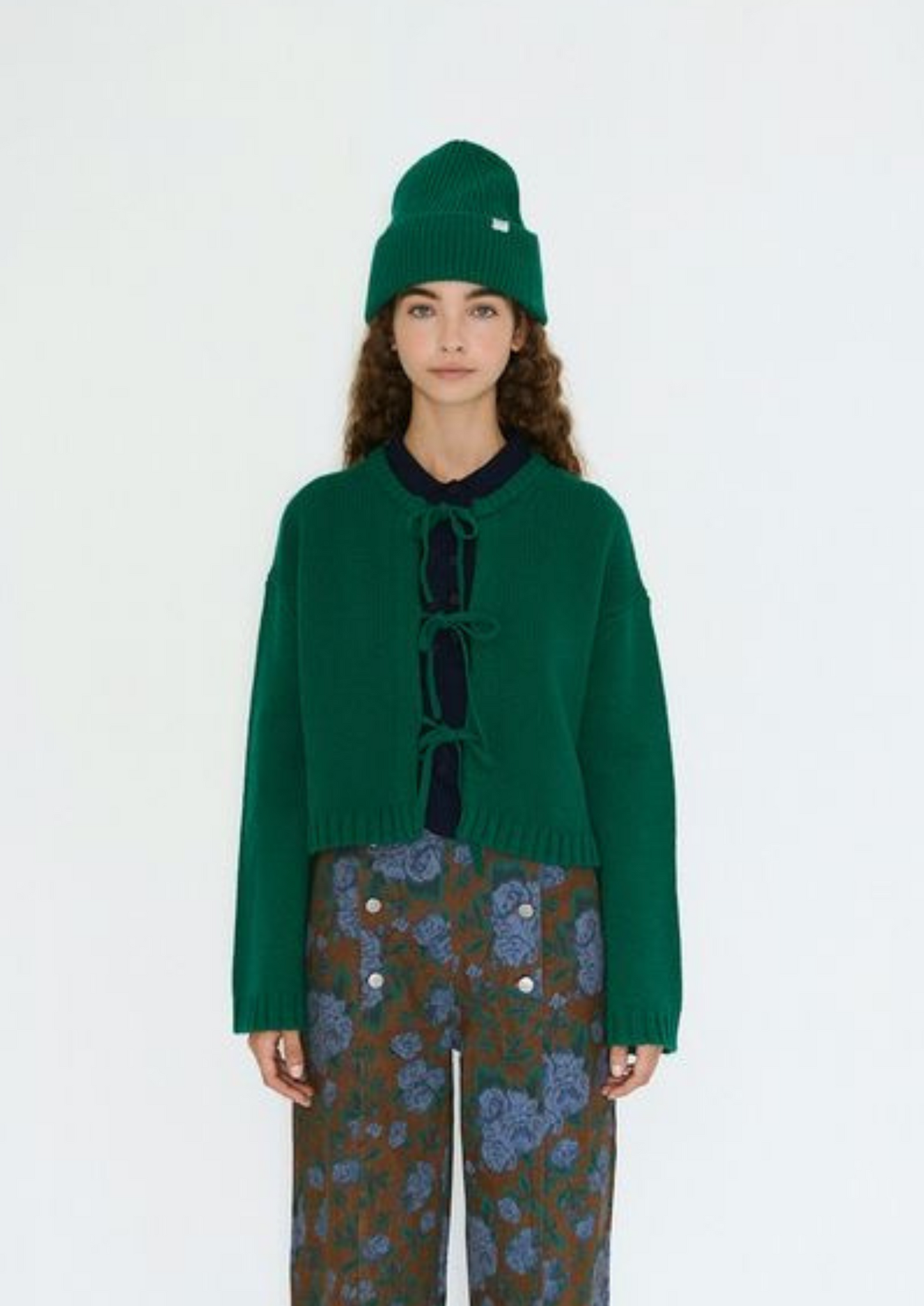 Tie detail cardigan, green