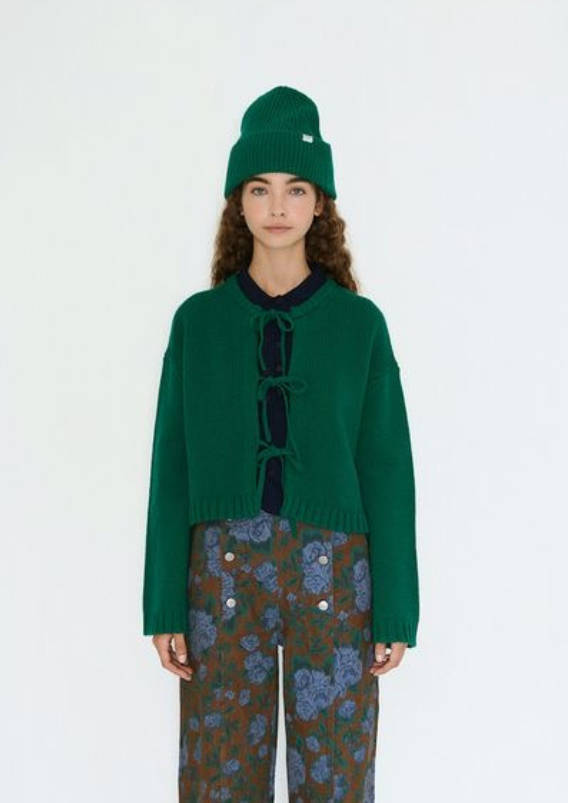 Tie detail cardigan, green