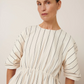 Ellora dress, greige pinstripe