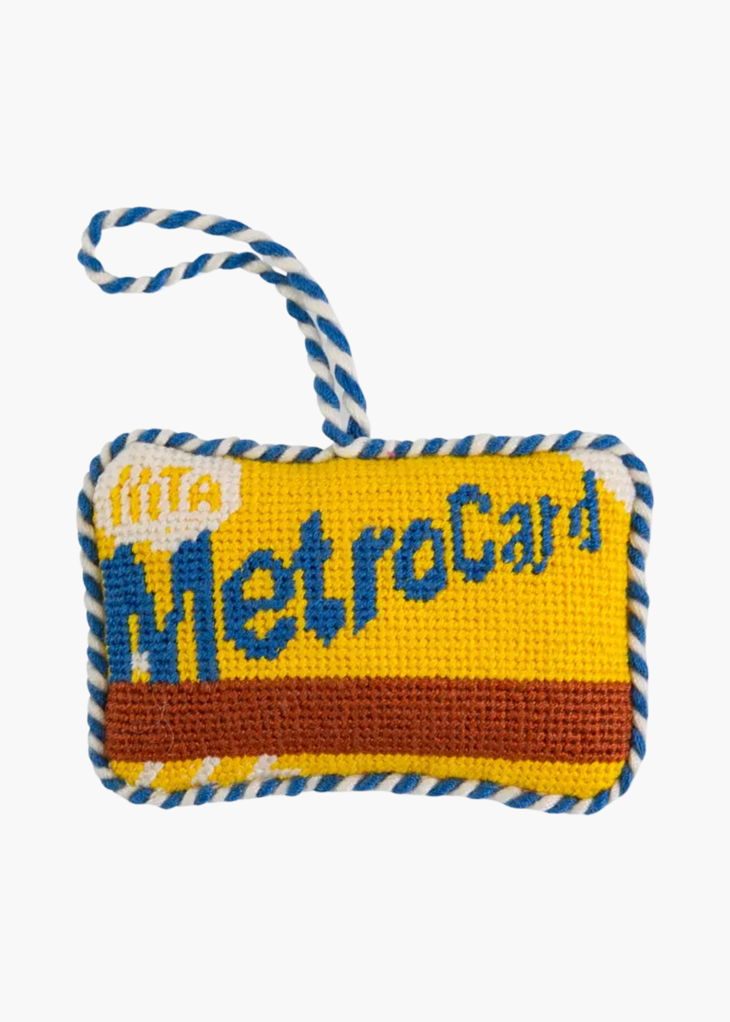 Needlepoint metro card ornament