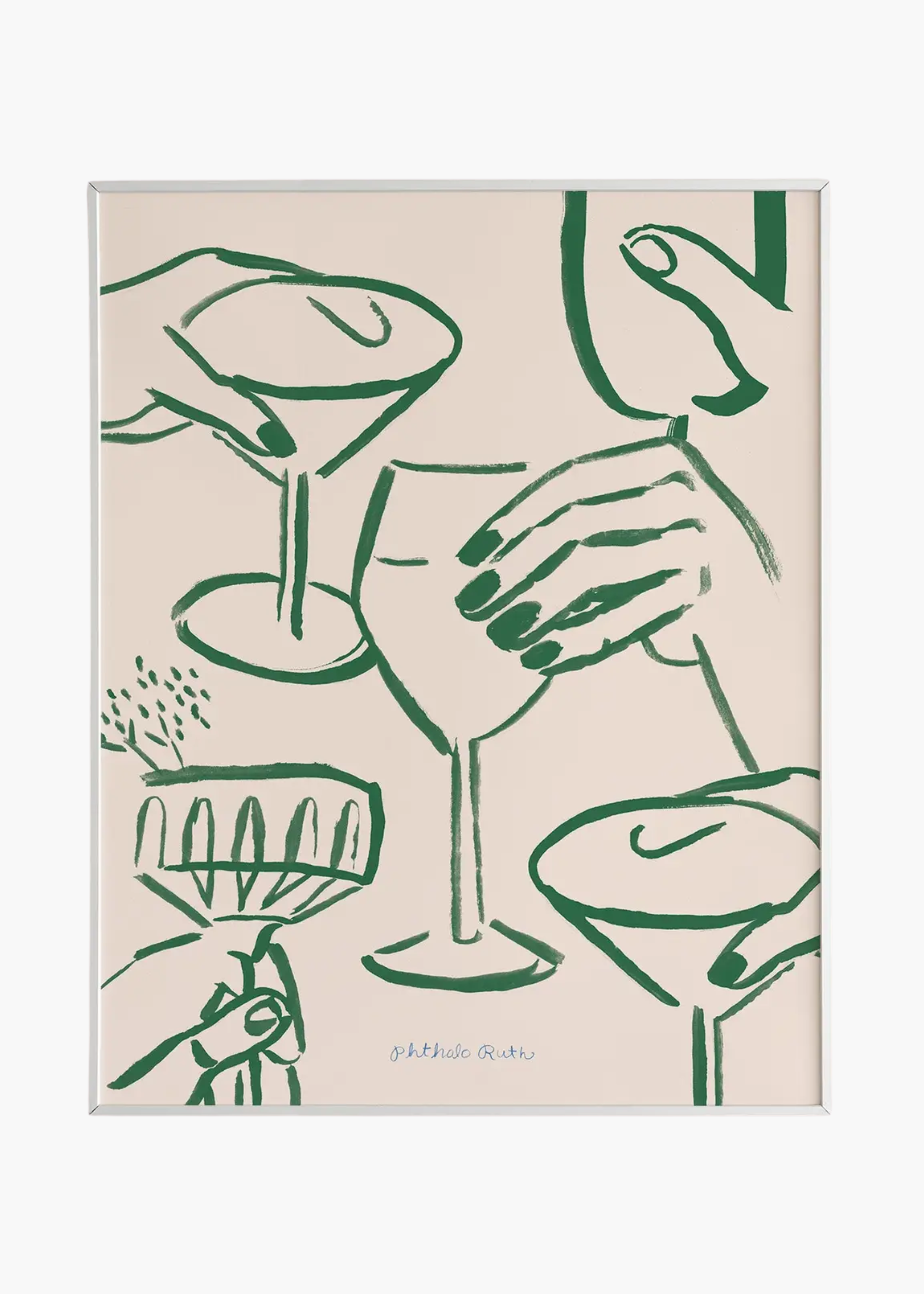 Cheers cocktail print, green