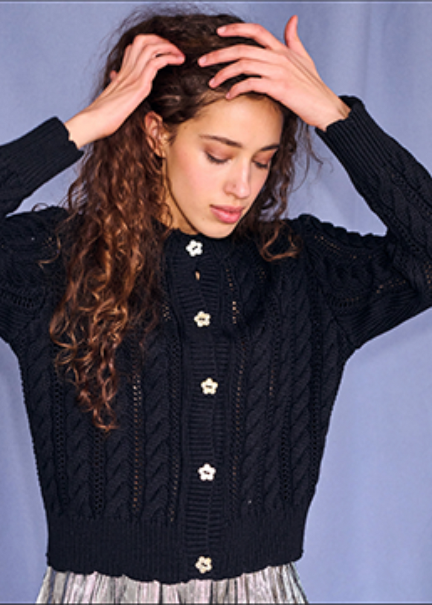 Ailis eyelet cardigan, black