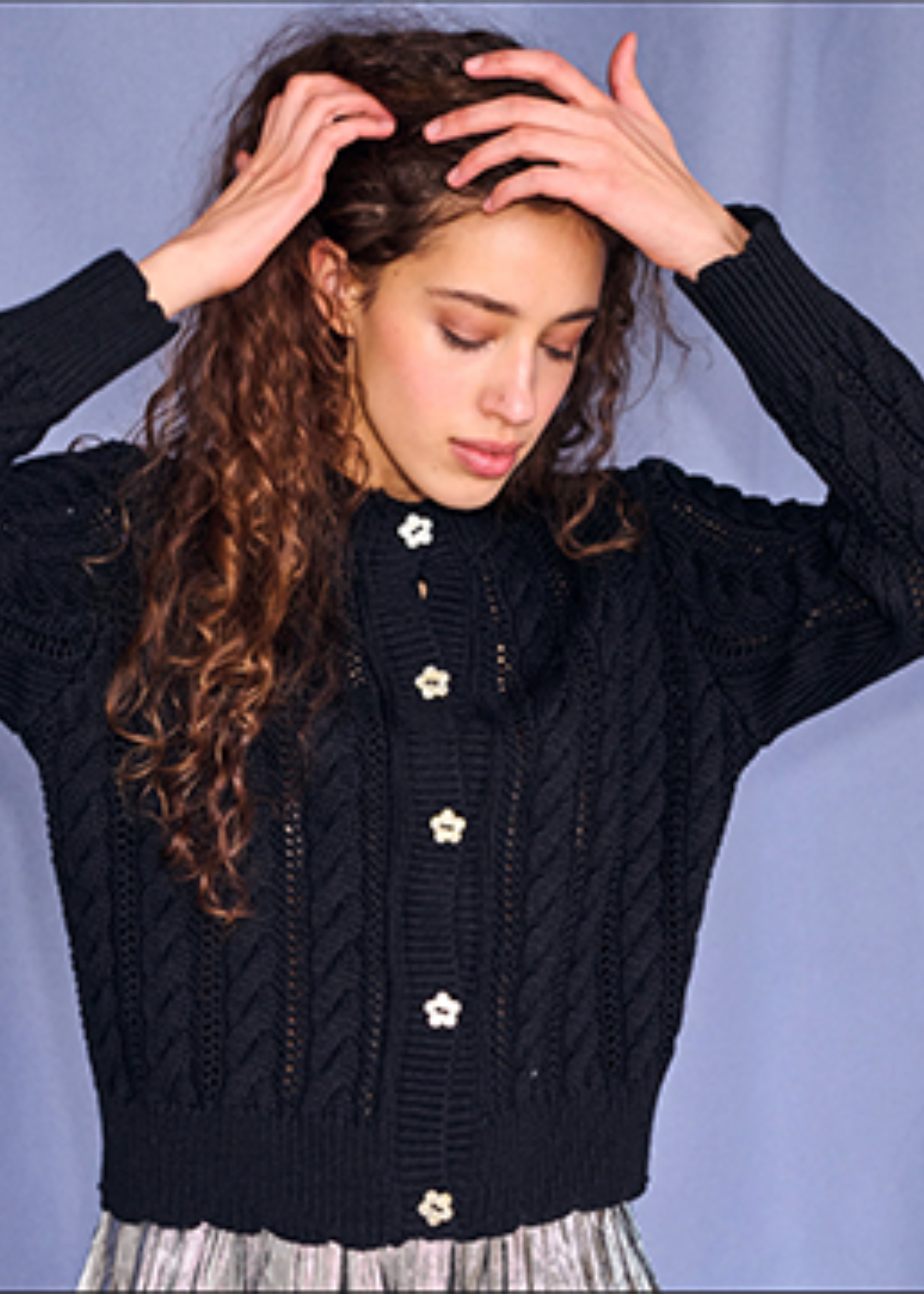 Ailis eyelet cardigan, black