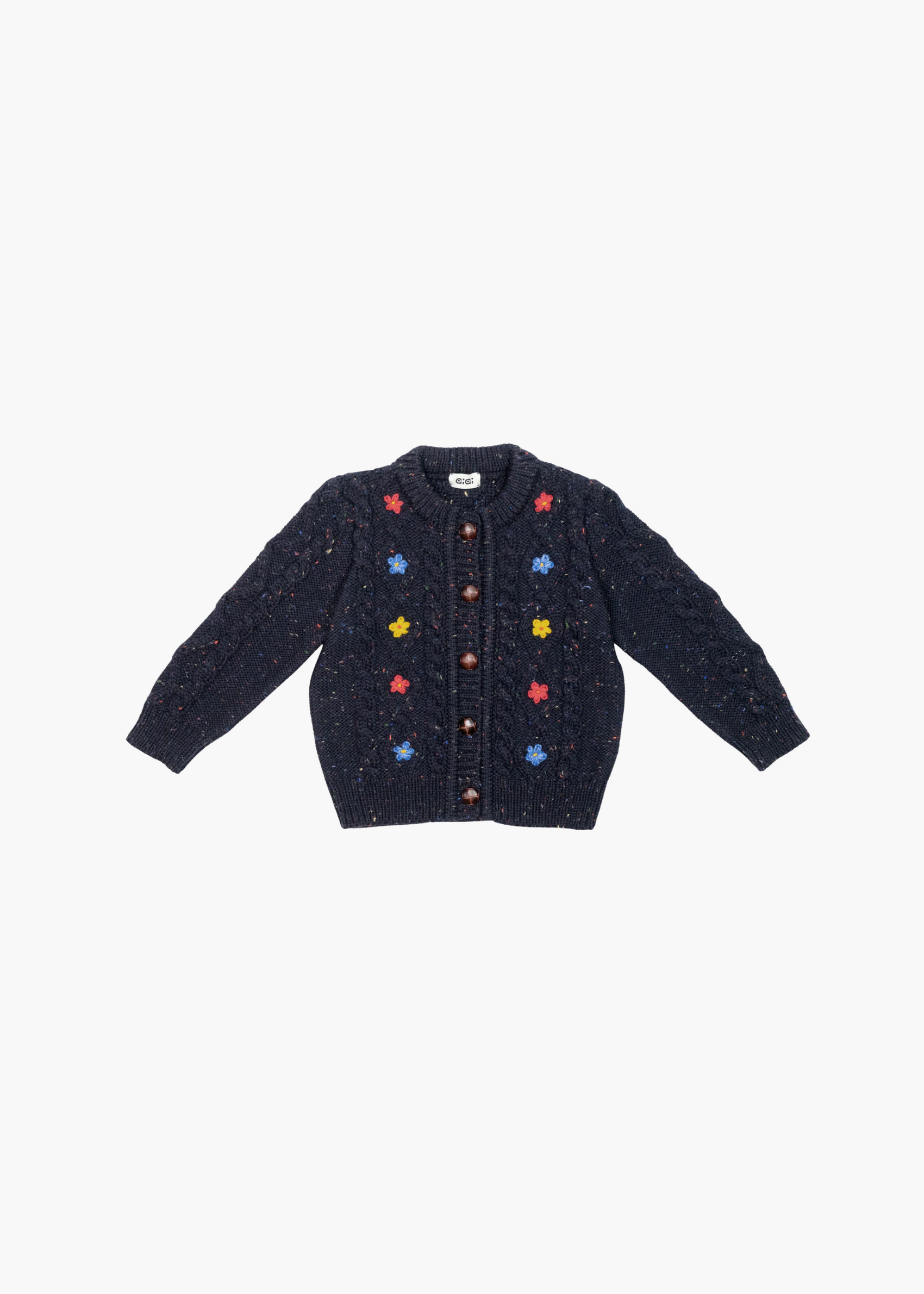 Kids wildflower cardigan, navy