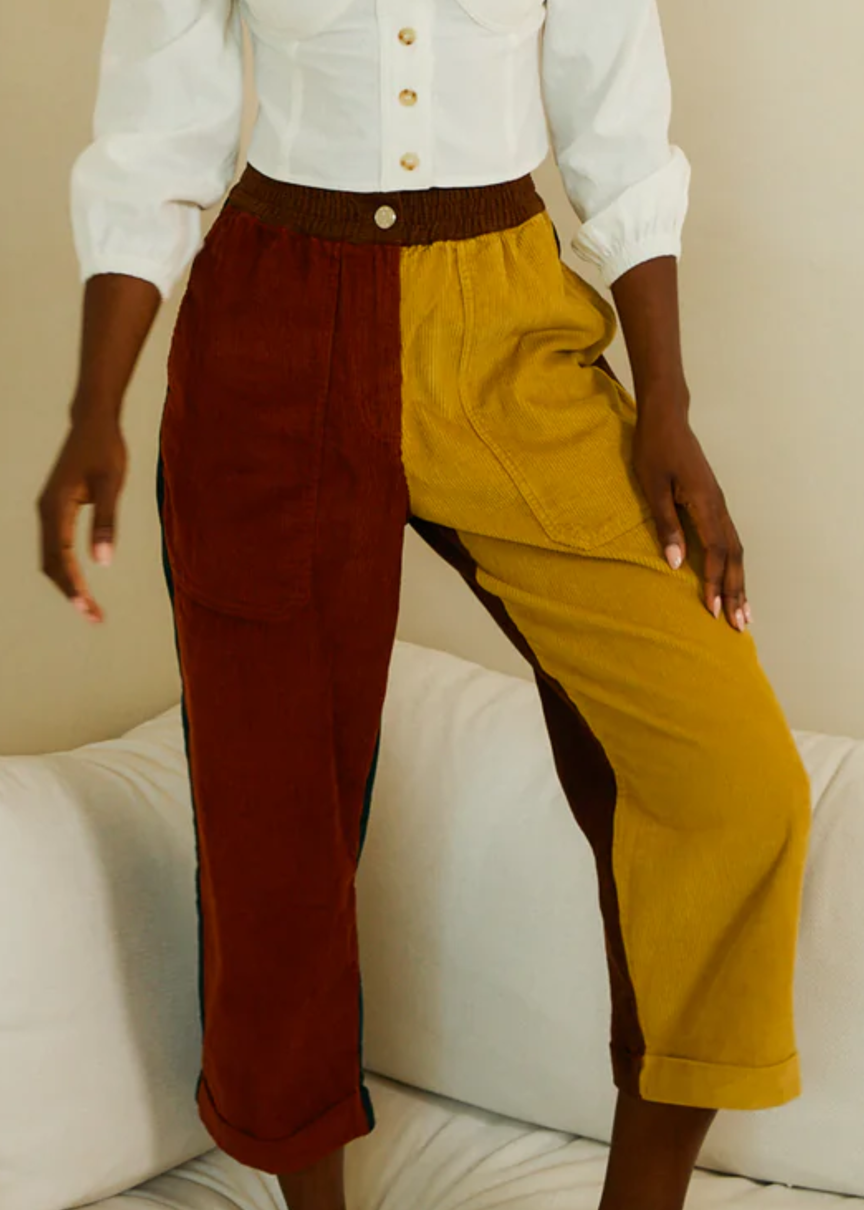 Beckett crop patchwork trouser