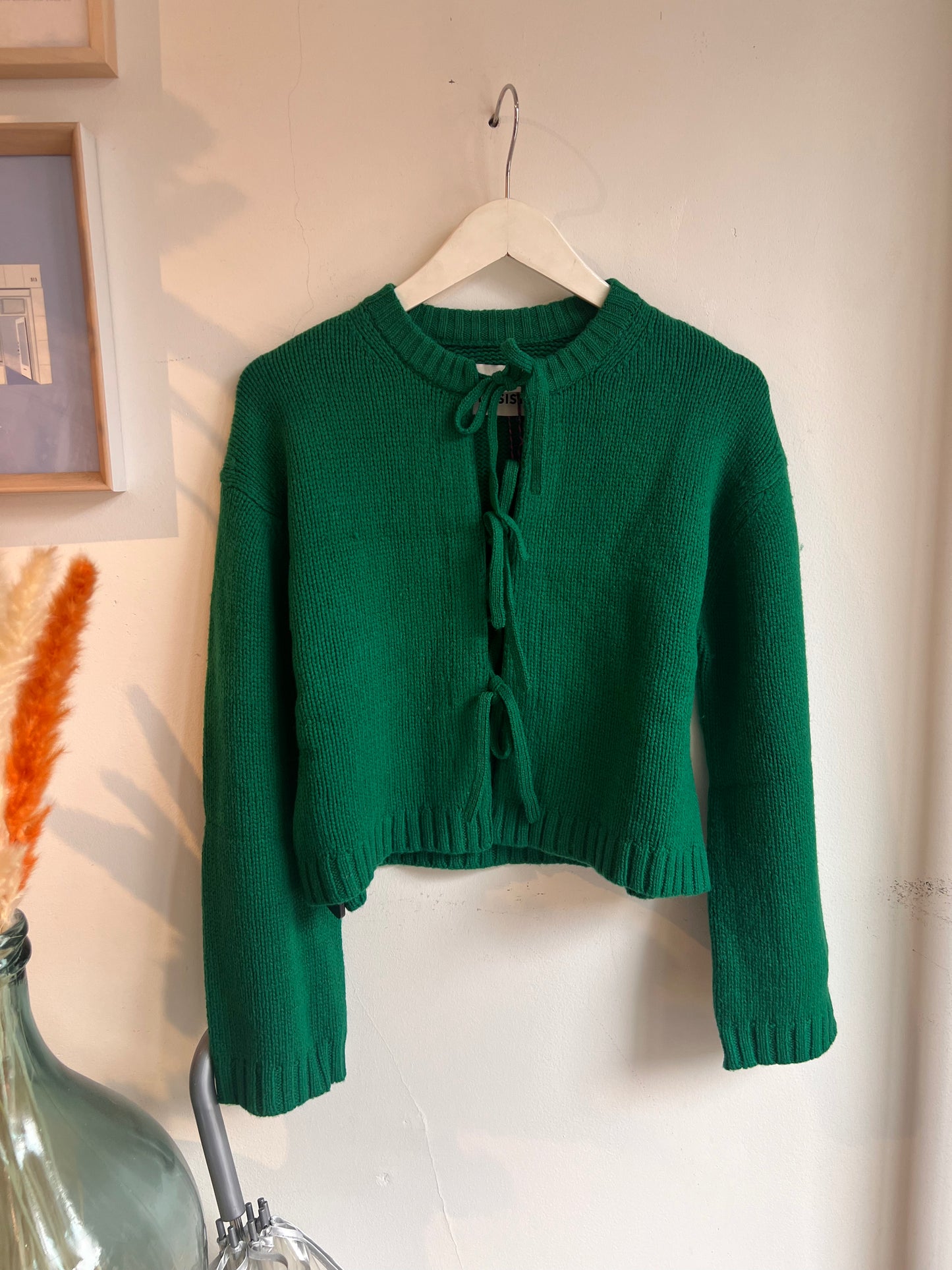 Tie detail cardigan, green