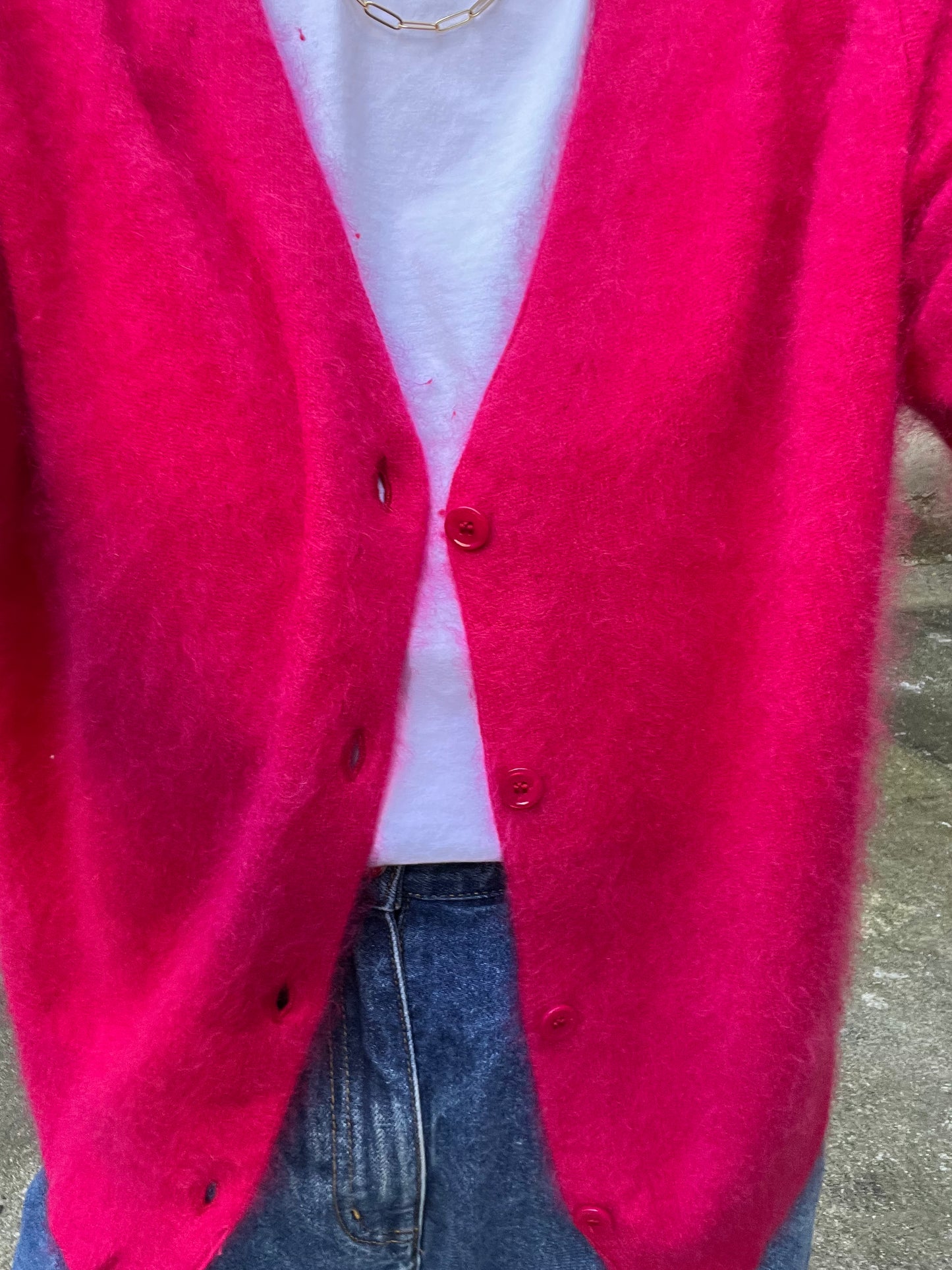 Cashmere brushed v-neck cardigan, hot pink