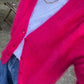 Cashmere brushed v-neck cardigan, hot pink