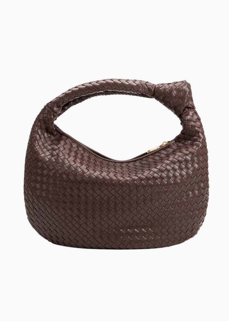 Melie Bianco Brigitte Large Vegan Leather Woven Hobo Bag (Three