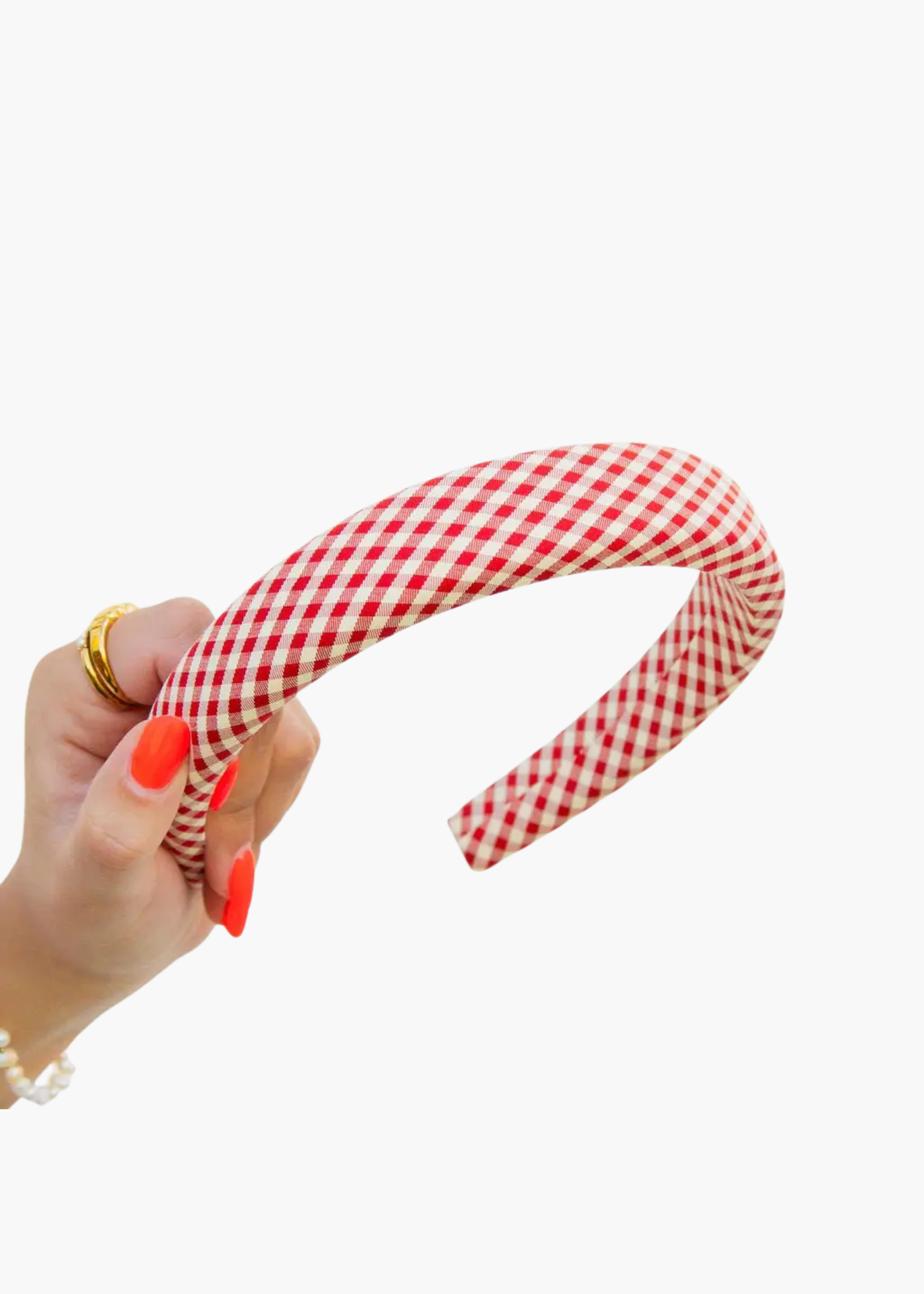 Checked headband, red