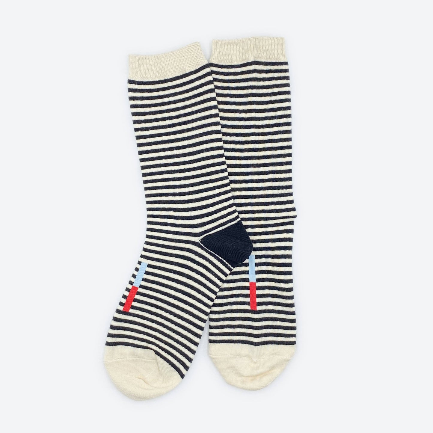 Cole Black and White Striped Crew Socks