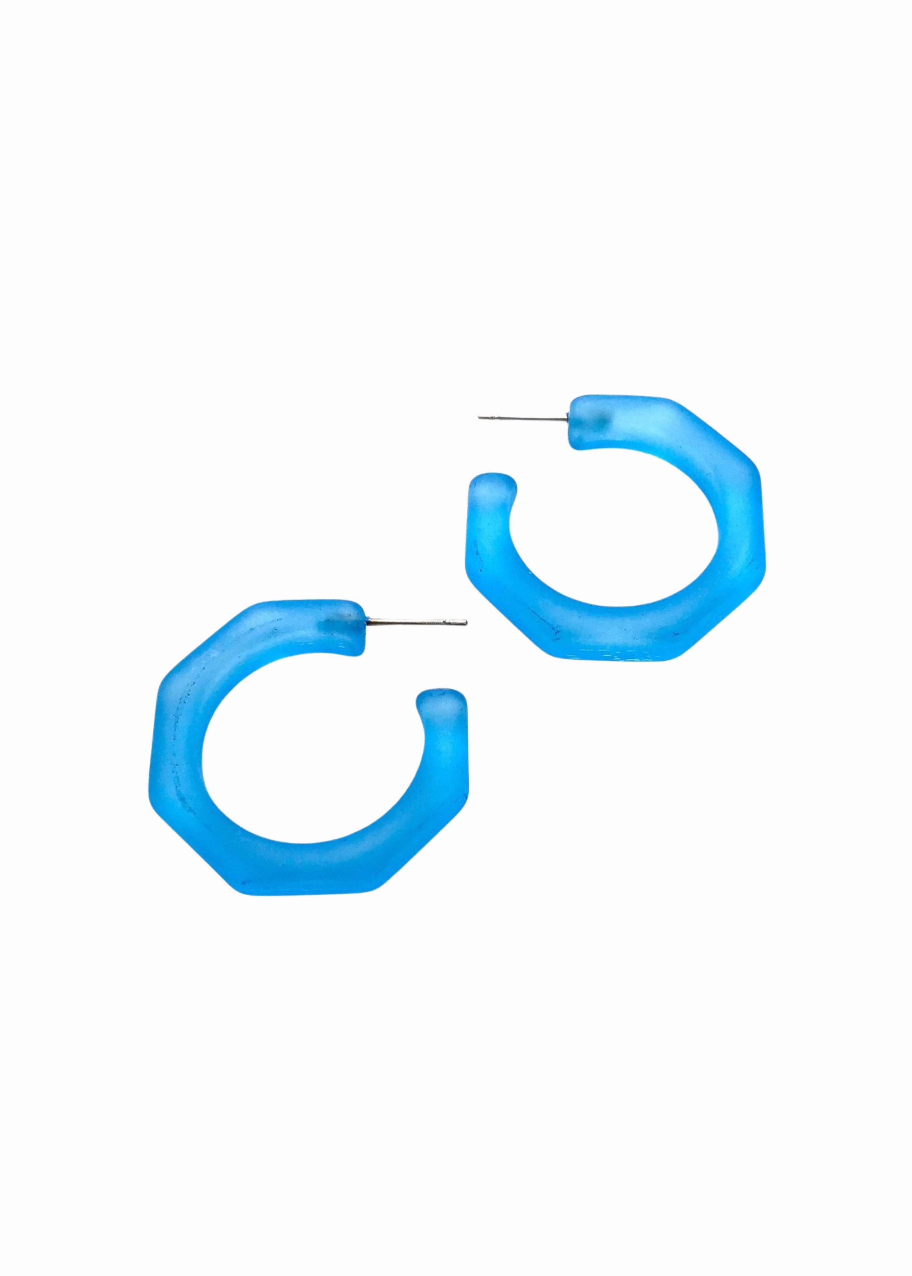 Kay hoops, frosted aqua blue