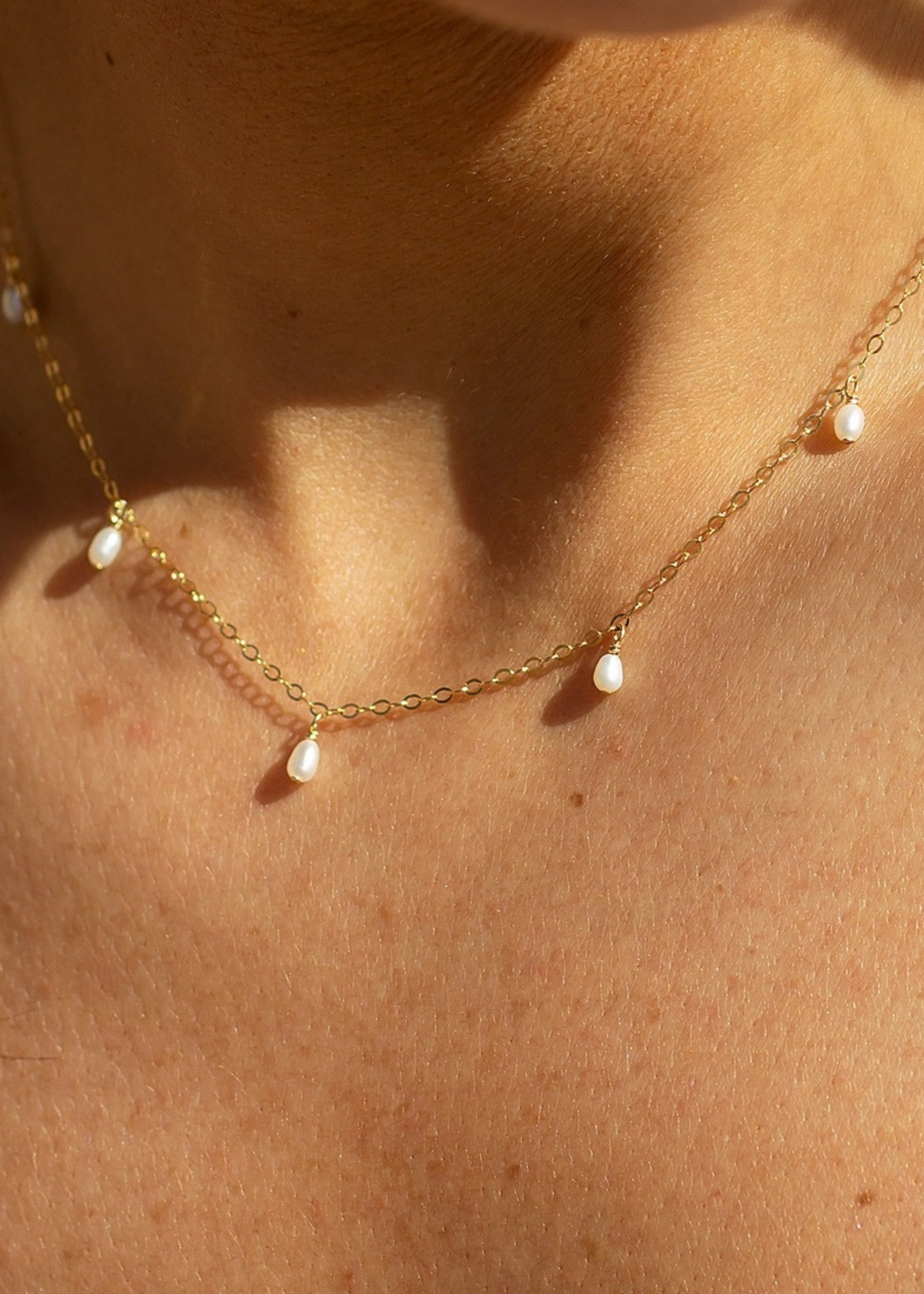 Petite freshwater pearl droplets necklace