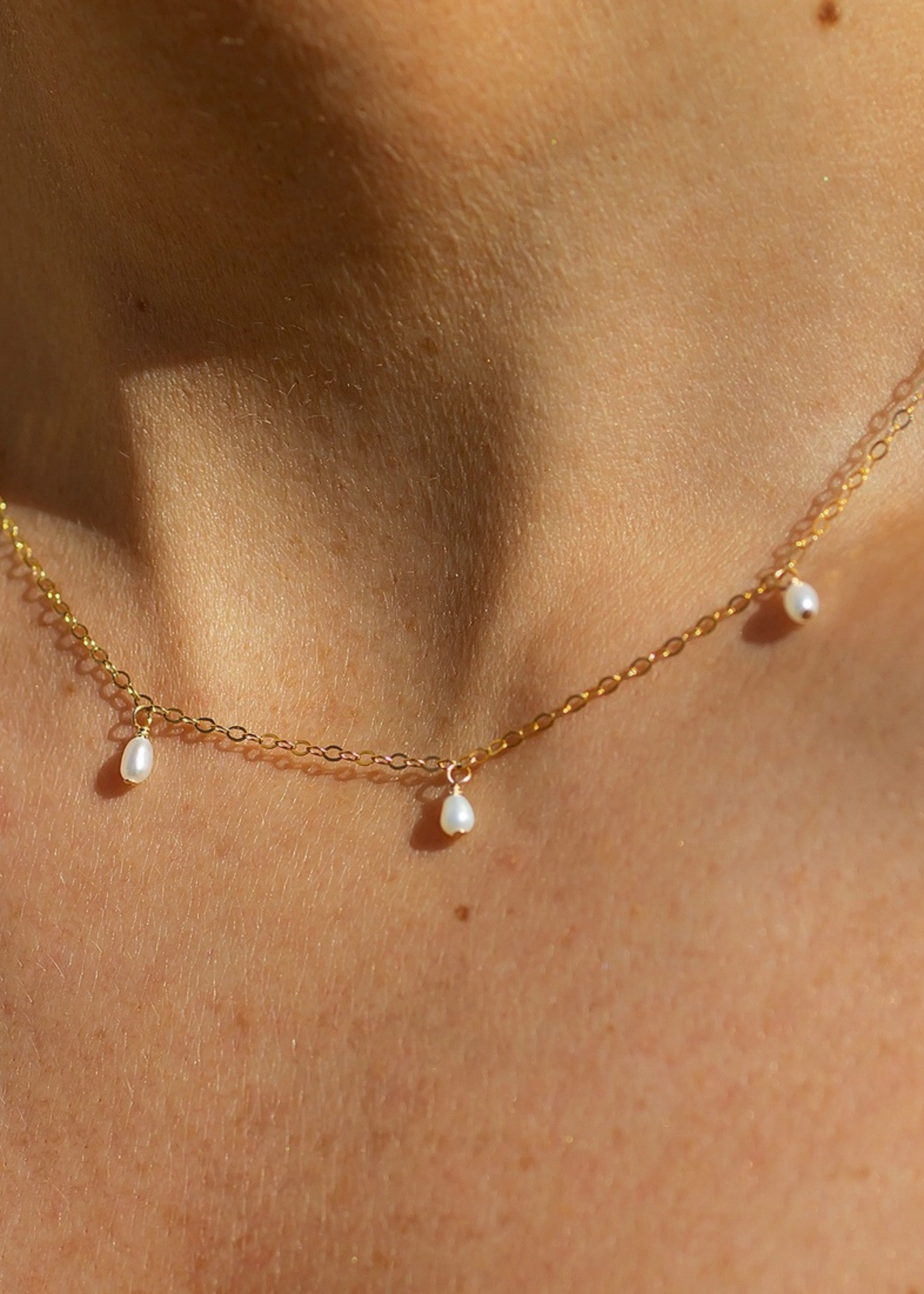 Petite freshwater pearl droplets necklace