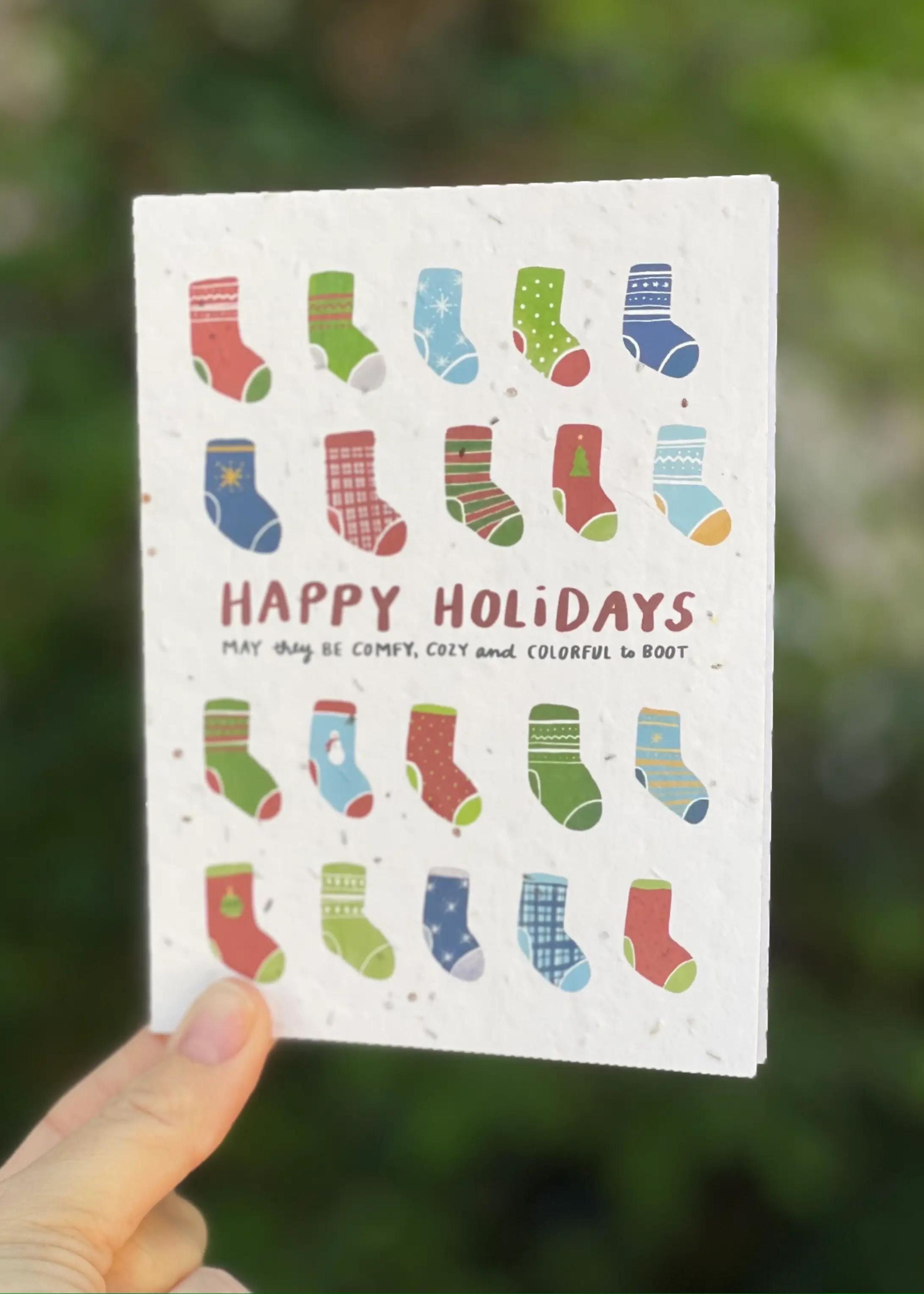 Plantable holiday socks card