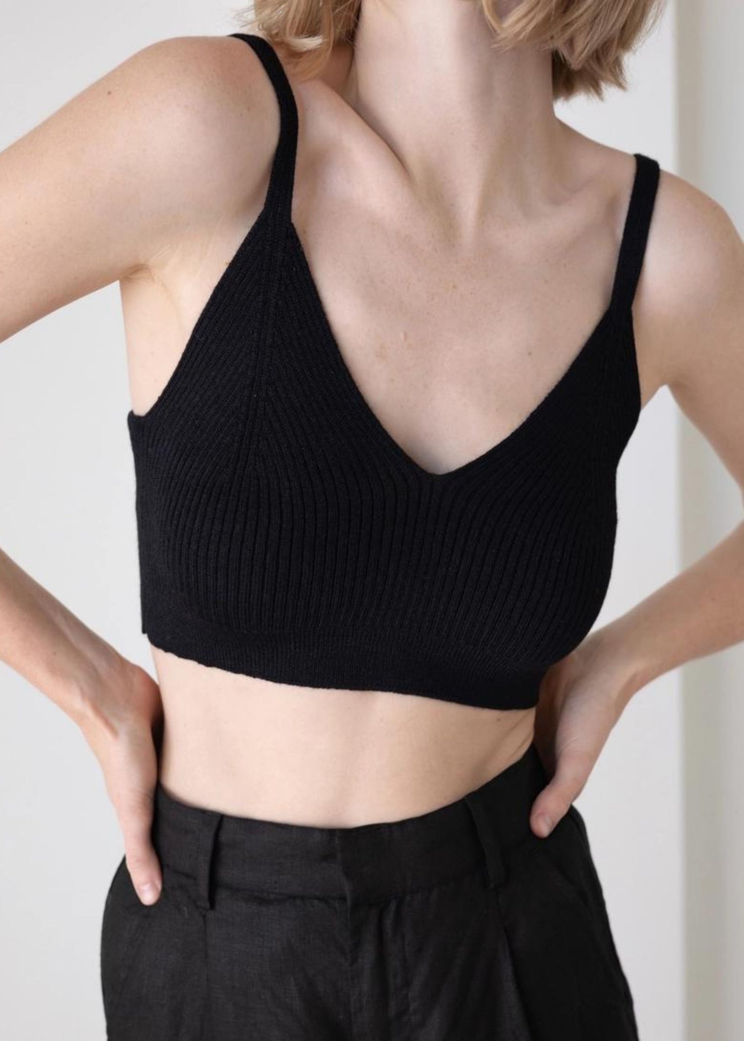 Knitwear bralette, black