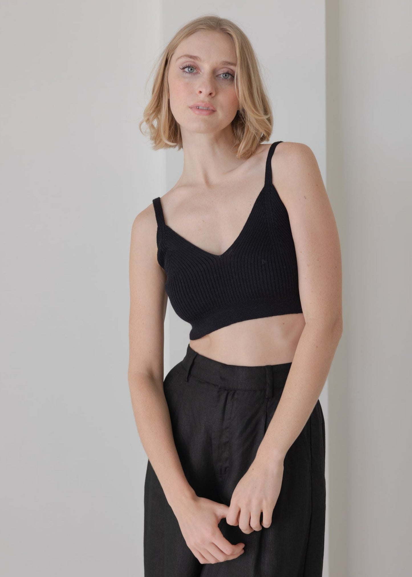 Knitwear bralette, black