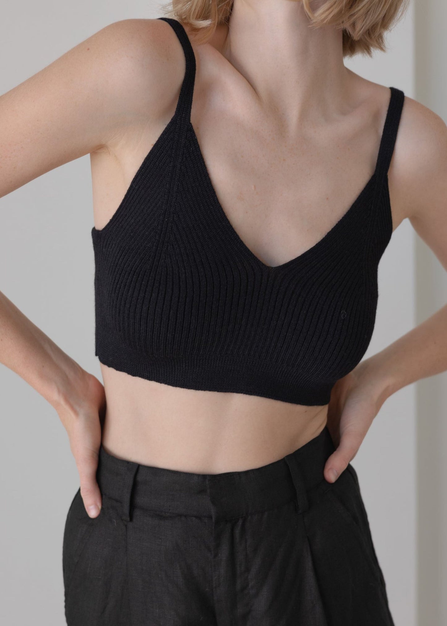 Knitwear bralette, black