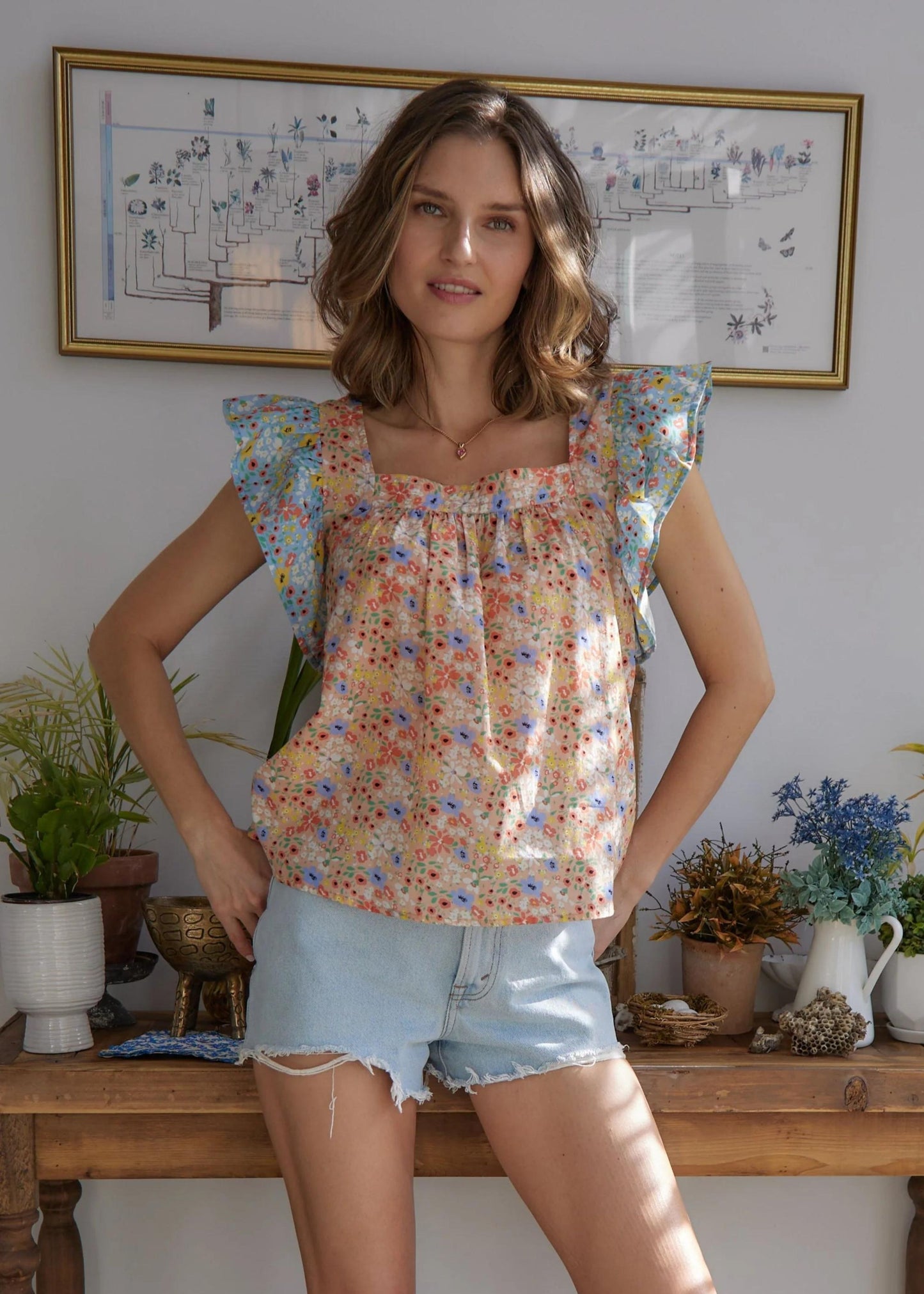 Honor top, ditsy floral