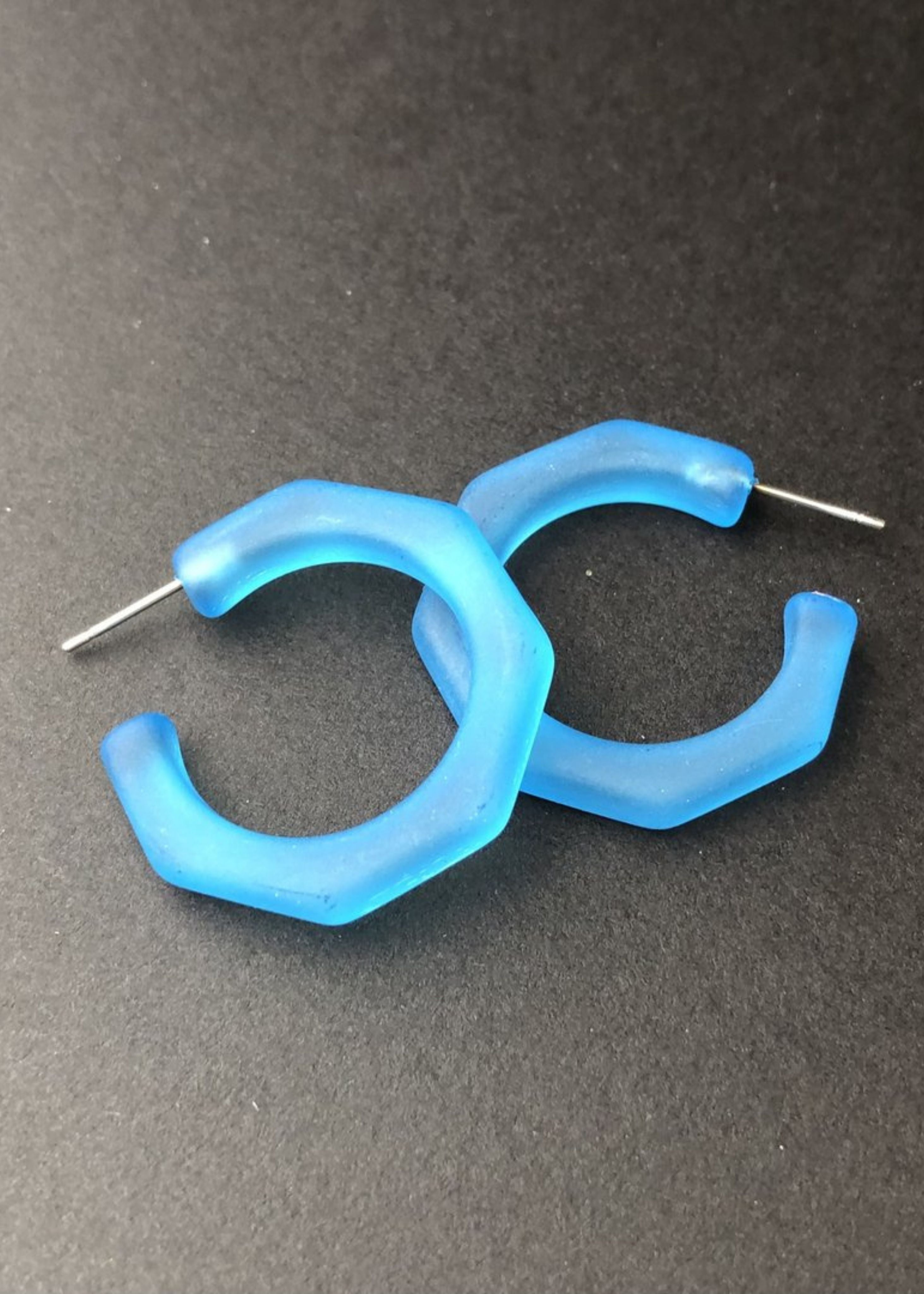 Kay hoops, frosted aqua blue