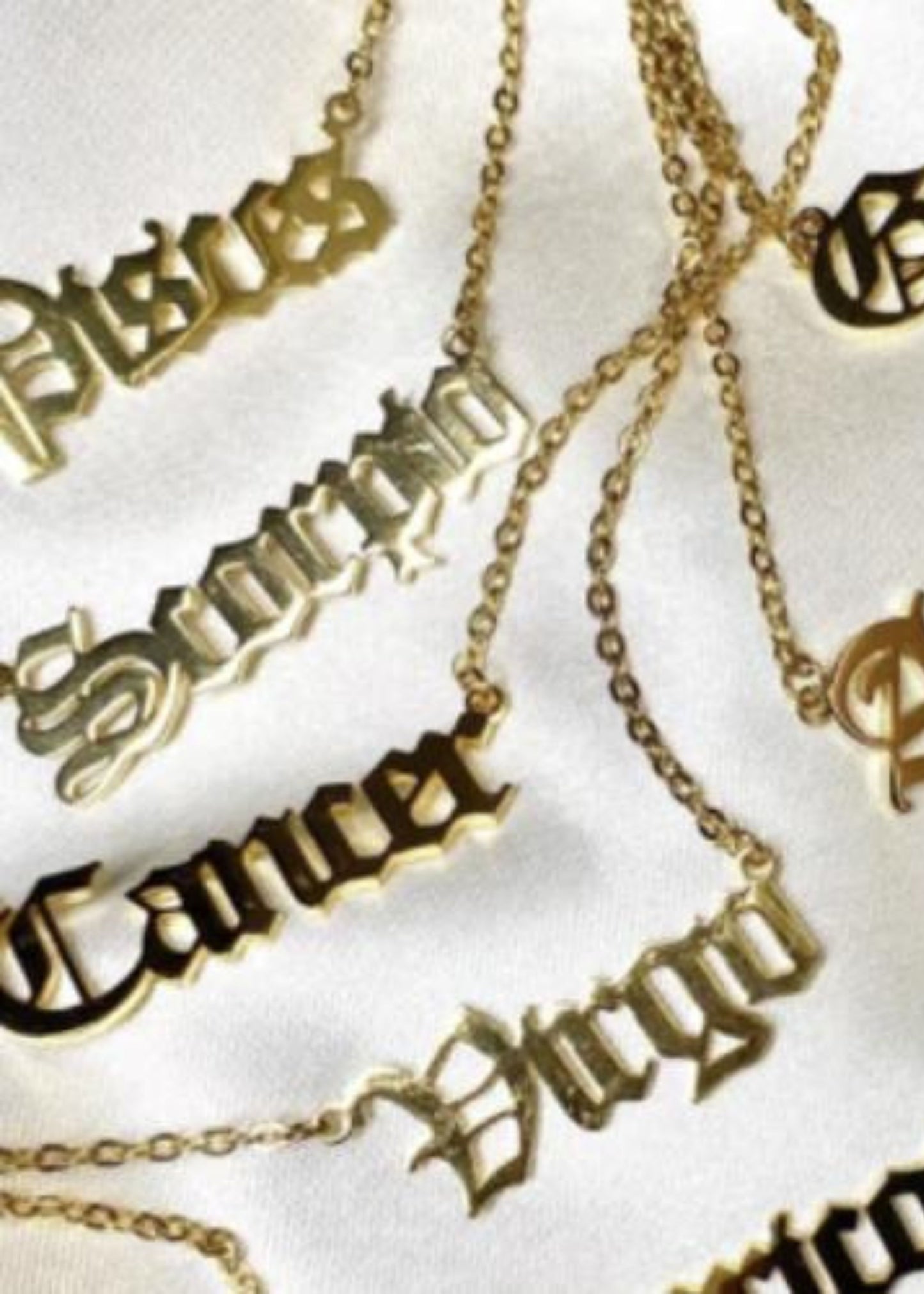 Zodiac nameplate necklace