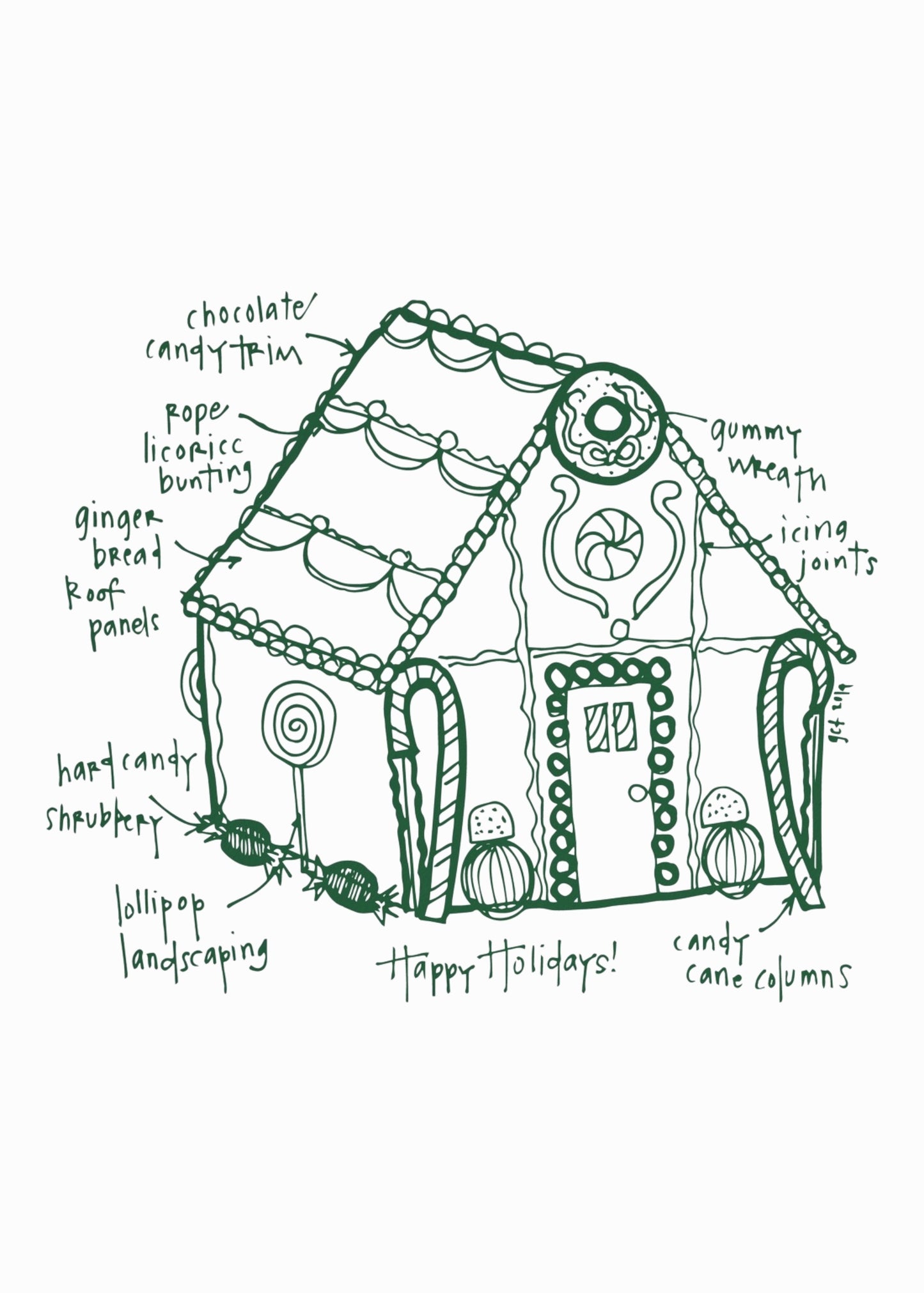 Gingerbread house tea towel