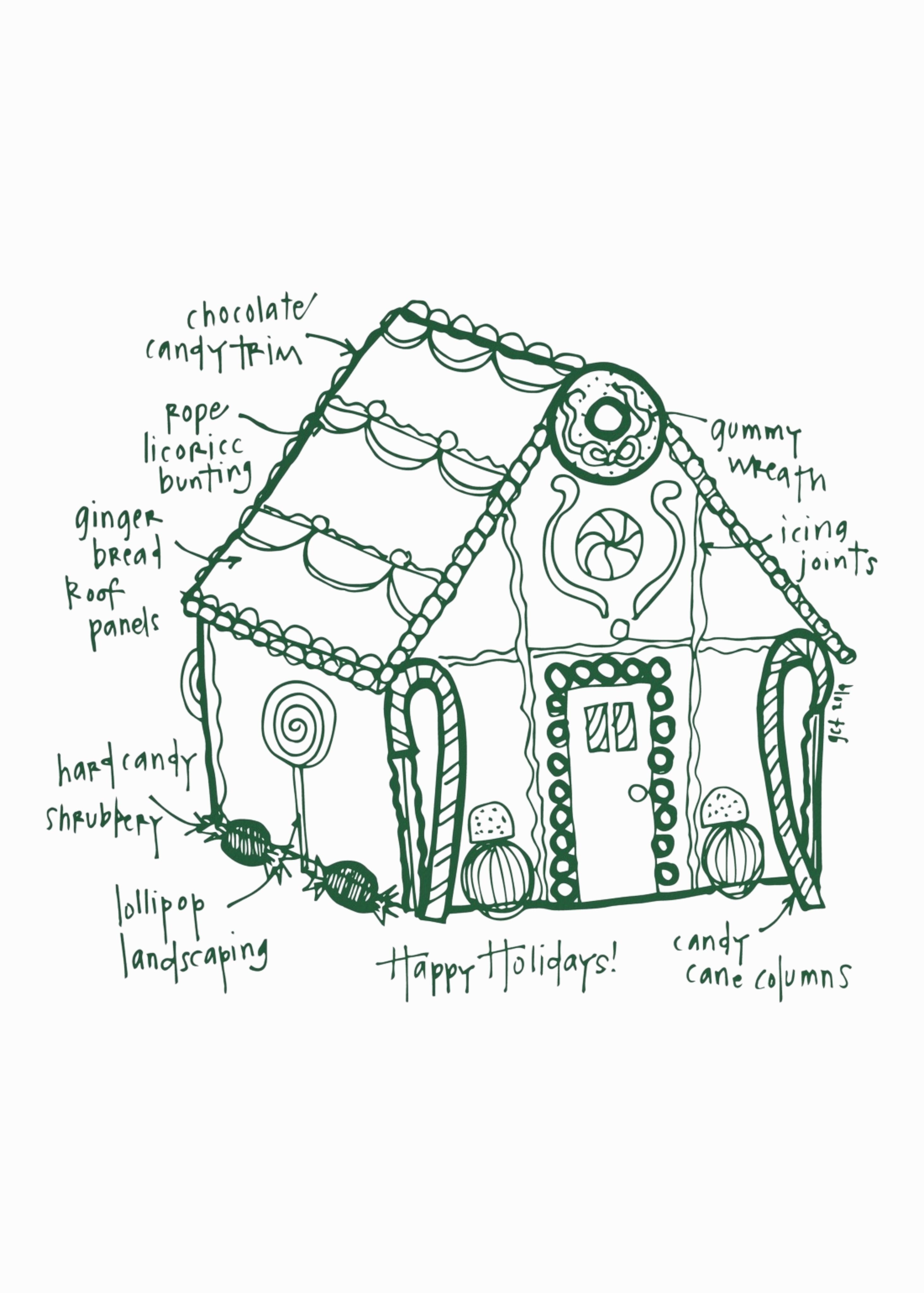 Gingerbread house tea towel