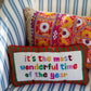 Needlepoint pillow, most wonderful time of year