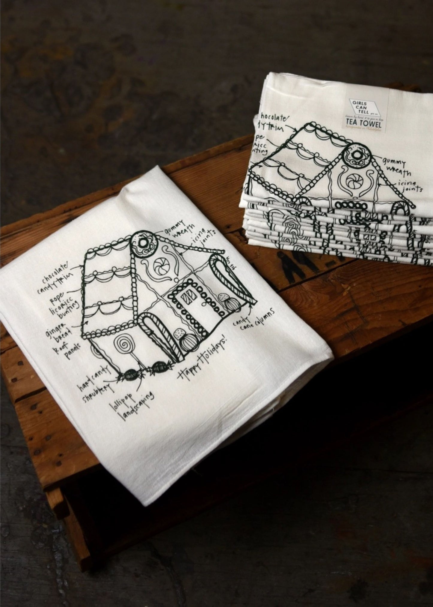 Gingerbread house tea towel