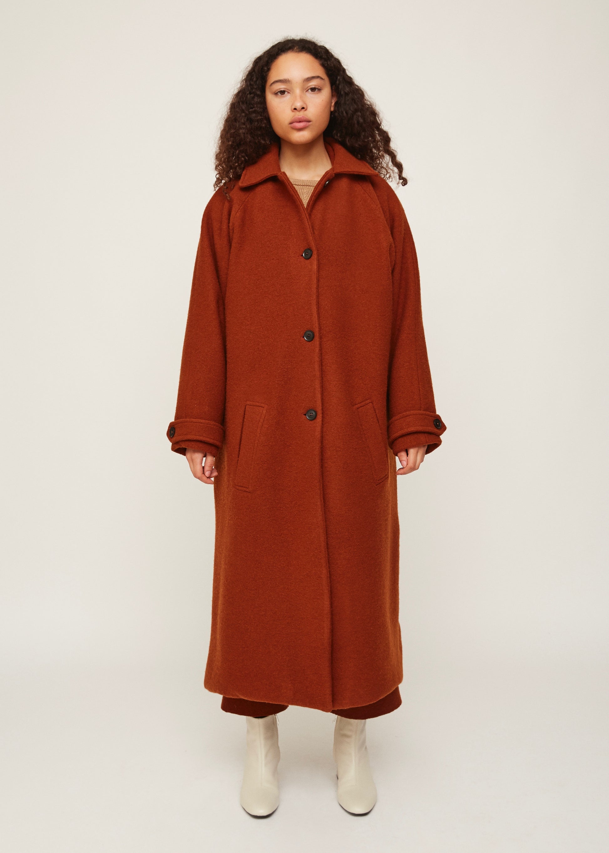 Burnt orange oversized wool coat | 100% virgin wool | Rue Saint Paul