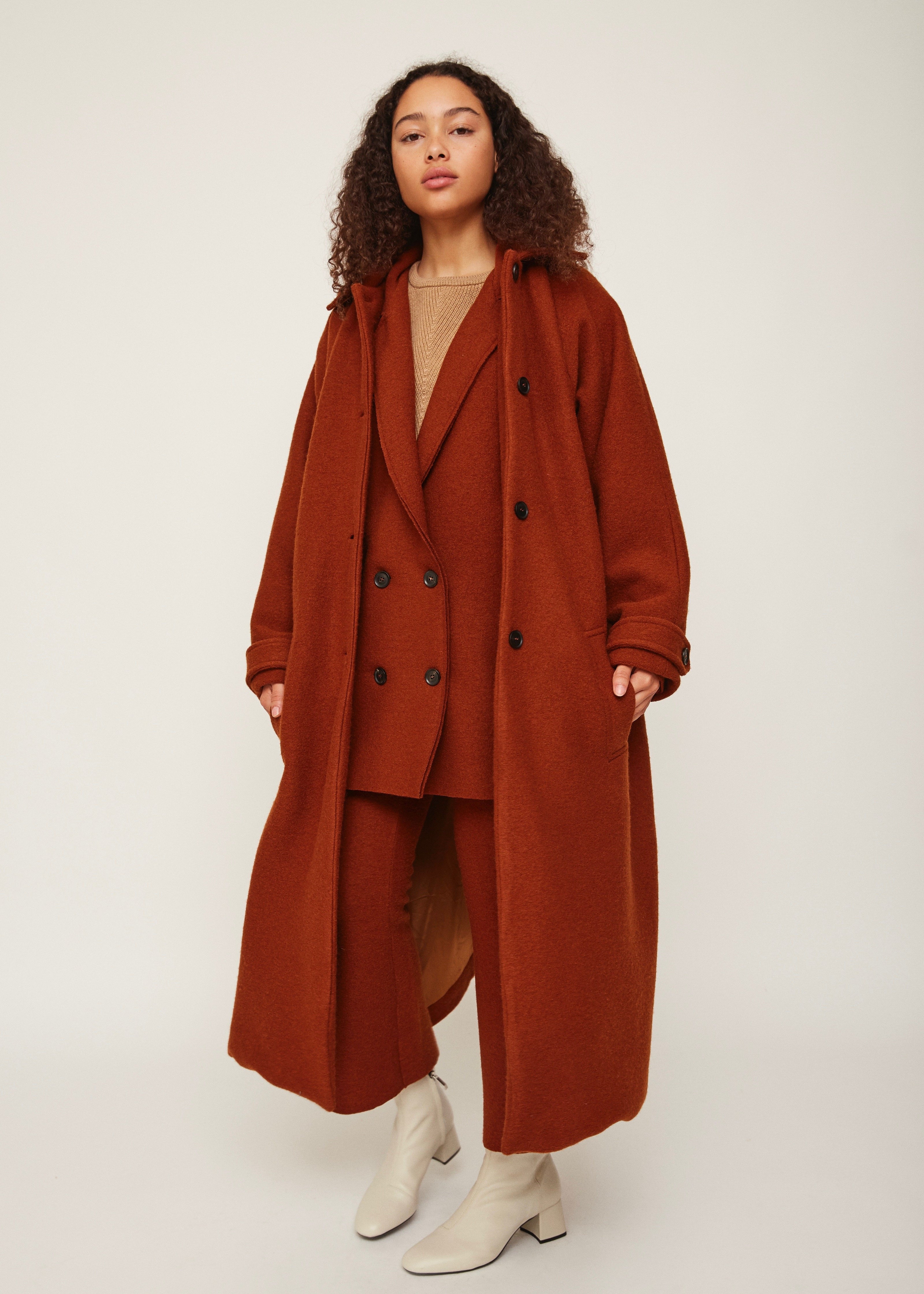 Burnt orange oversized wool coat | 100% virgin wool | Rue Saint Paul